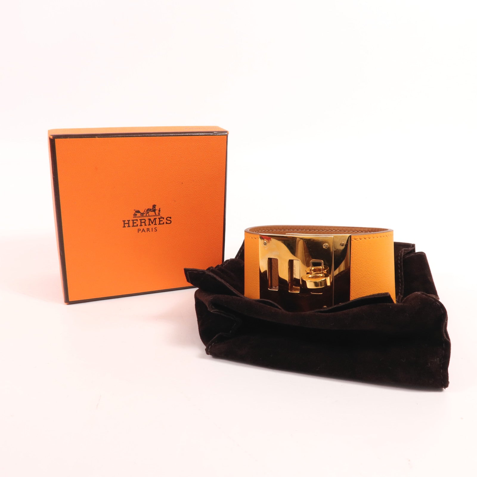 HERMES 【激減優惠】Swift皮革Kelly Dog金扣手帶
