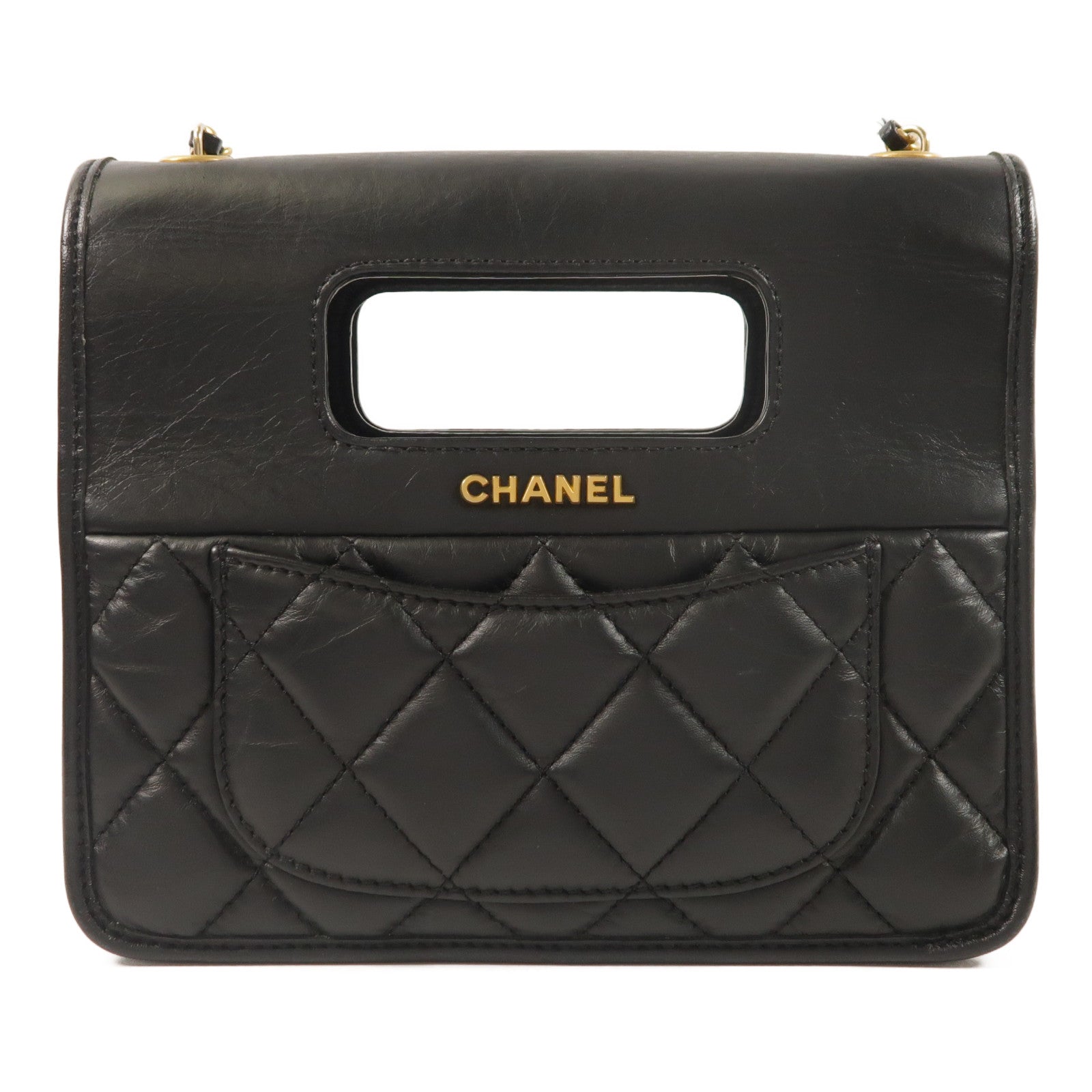 CHANEL 牛皮皮革Mini Flap手挽肩背兩用袋