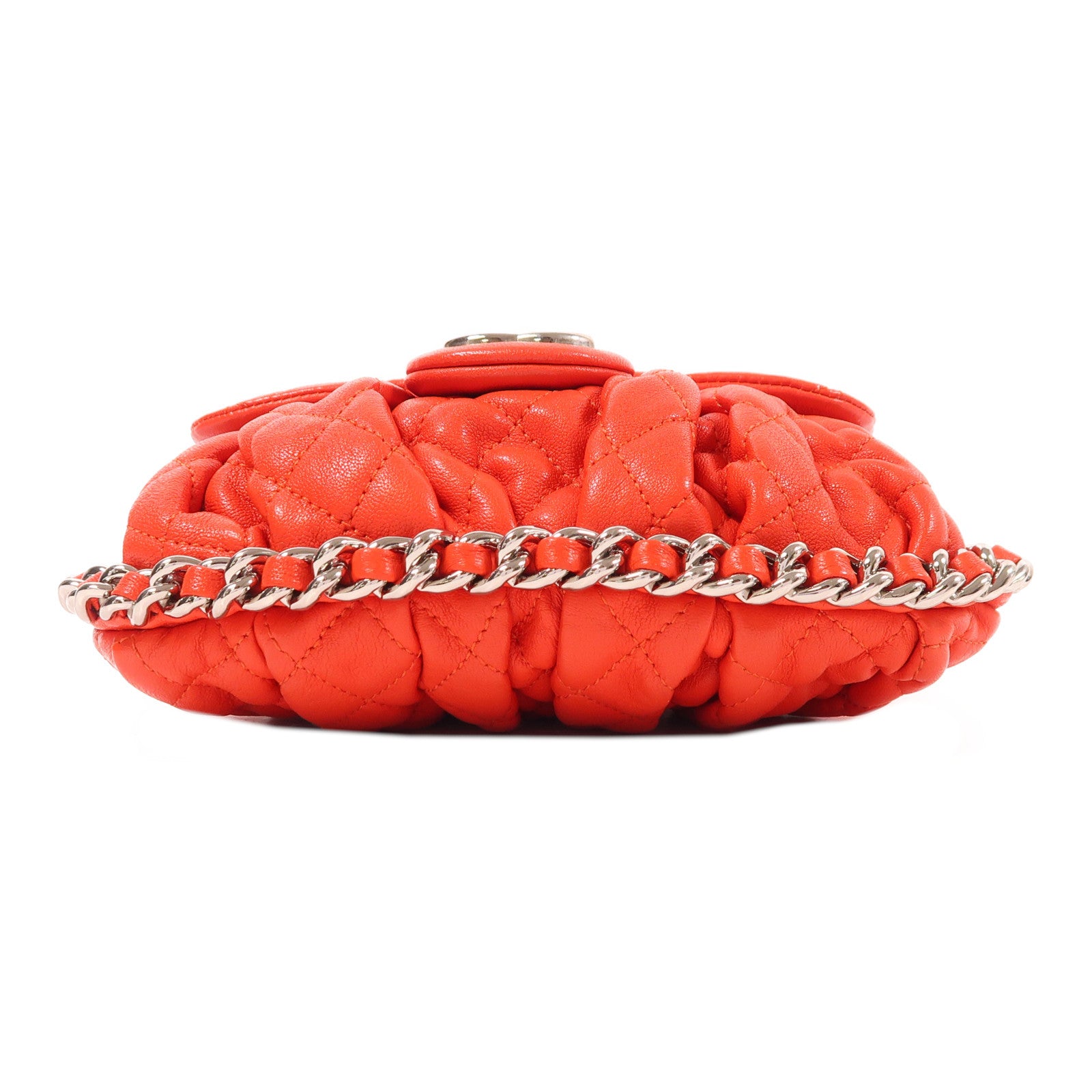CHANEL CC SHW Chain Shoulder Bag Calfskin Leather Red