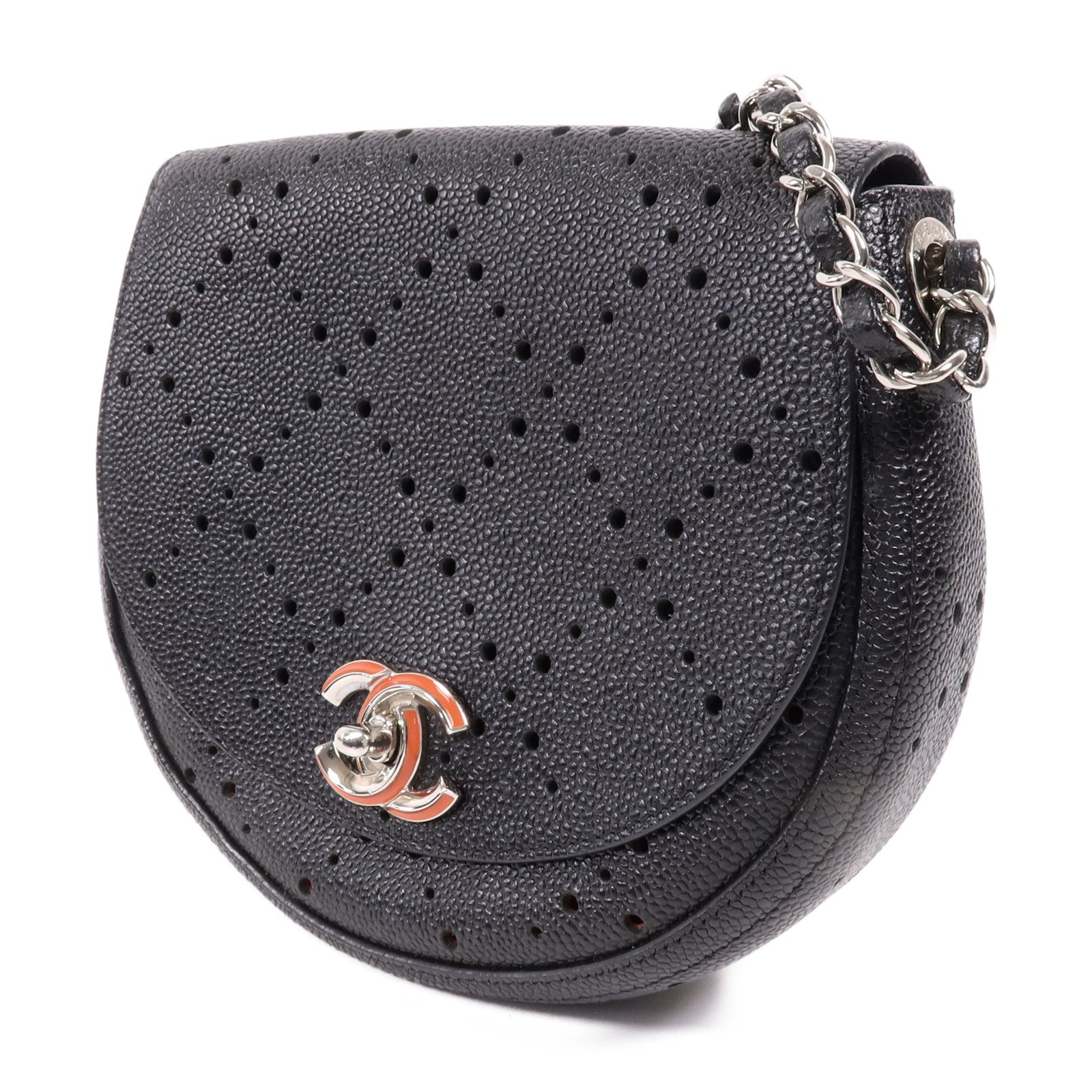 CHANEL 牛皮皮革Shoulder Bag銀扣肩背袋