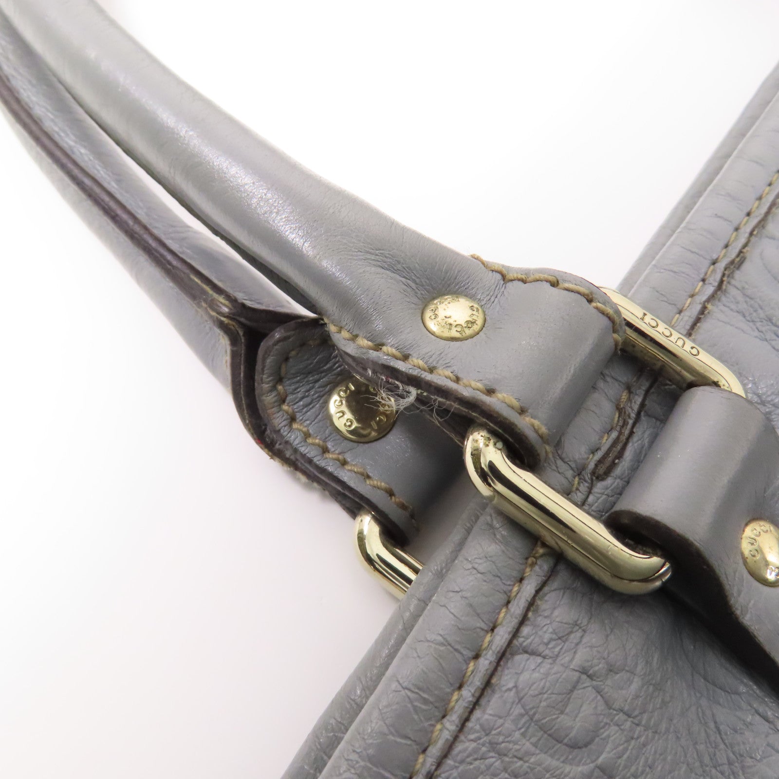 GUCCI GG GHW Tote Bag 201482 Calfskin Leather Gray