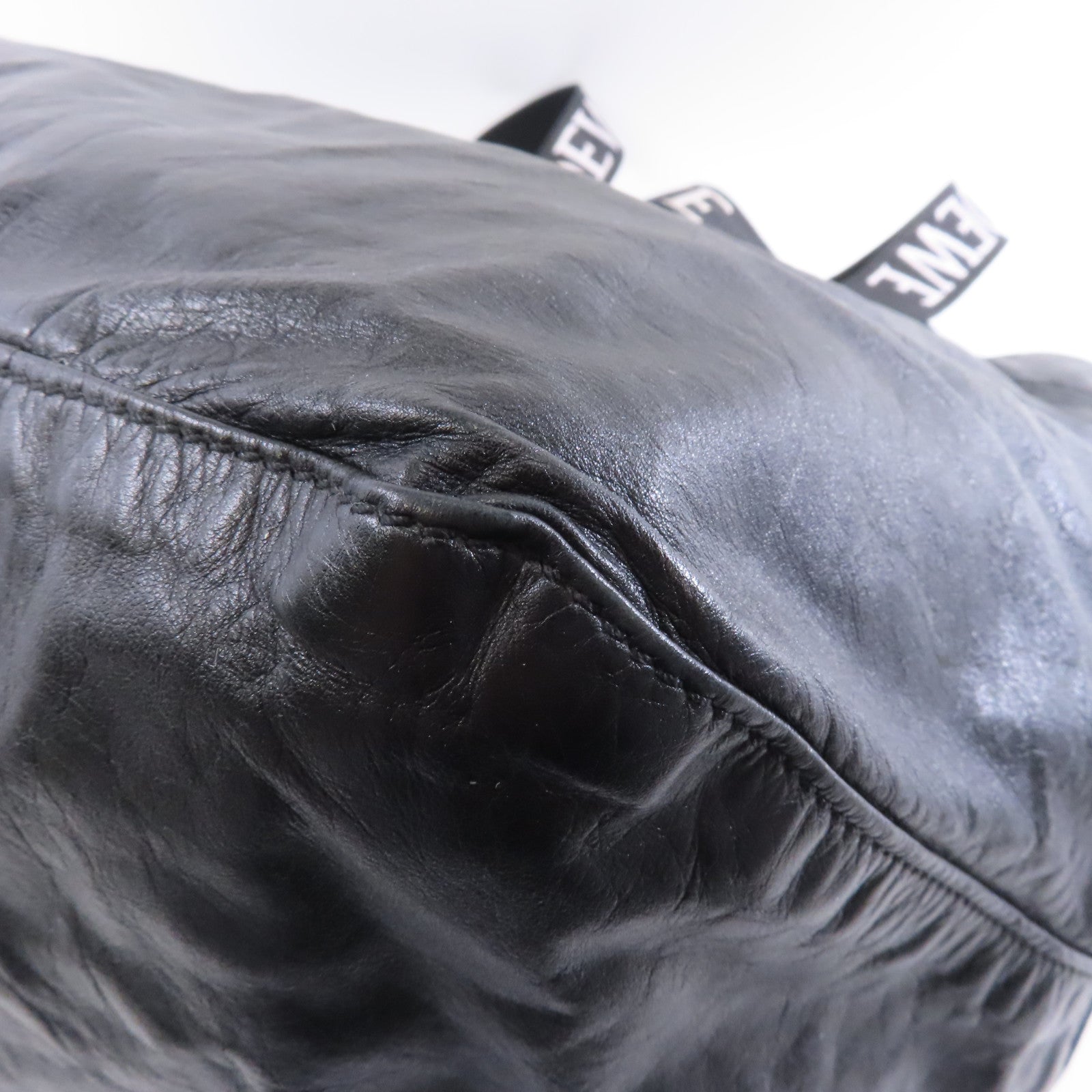 LOEWE 牛皮皮革Fold Shopper銀扣肩背袋黑色