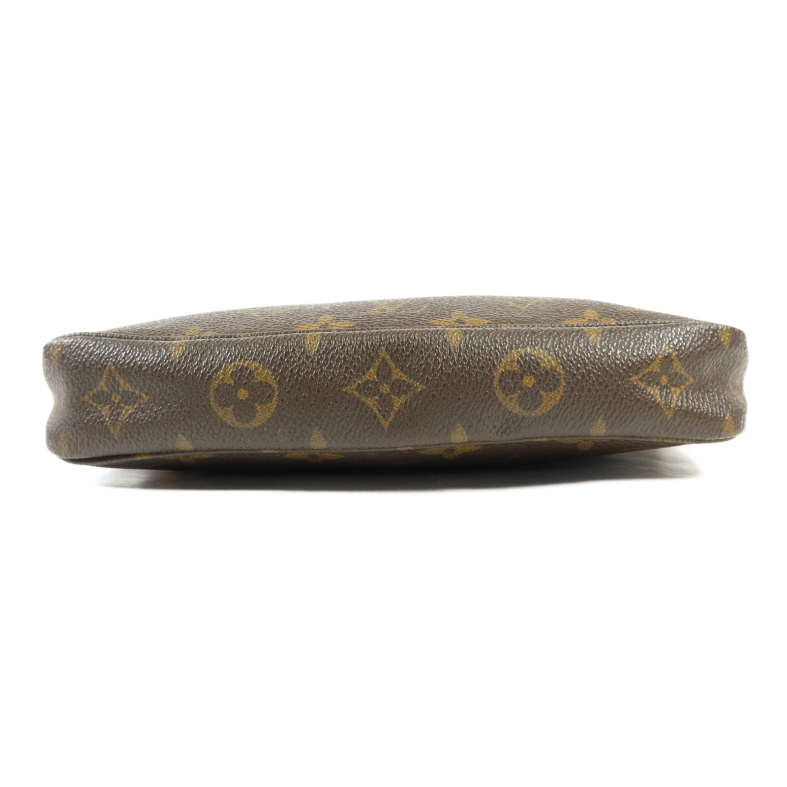 LOUIS VUITTON Monogram Pochette Accessoires金扣手挽袋棕色