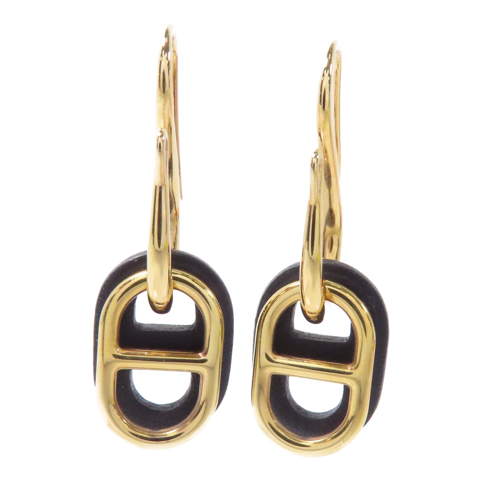 HERMES 金屬O"Maillon Earrings耳環金色/黑色