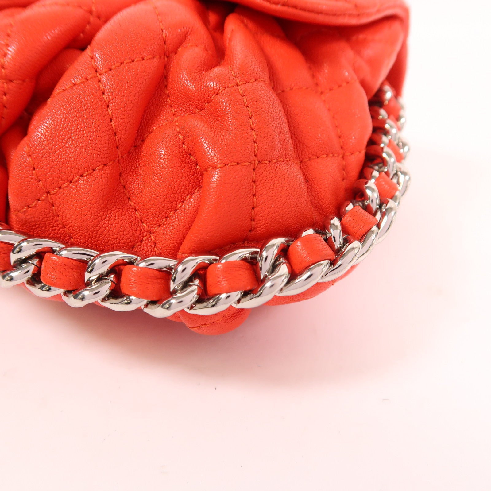 CHANEL 牛皮皮革Chain Shoulder銀扣鏈帶肩背袋