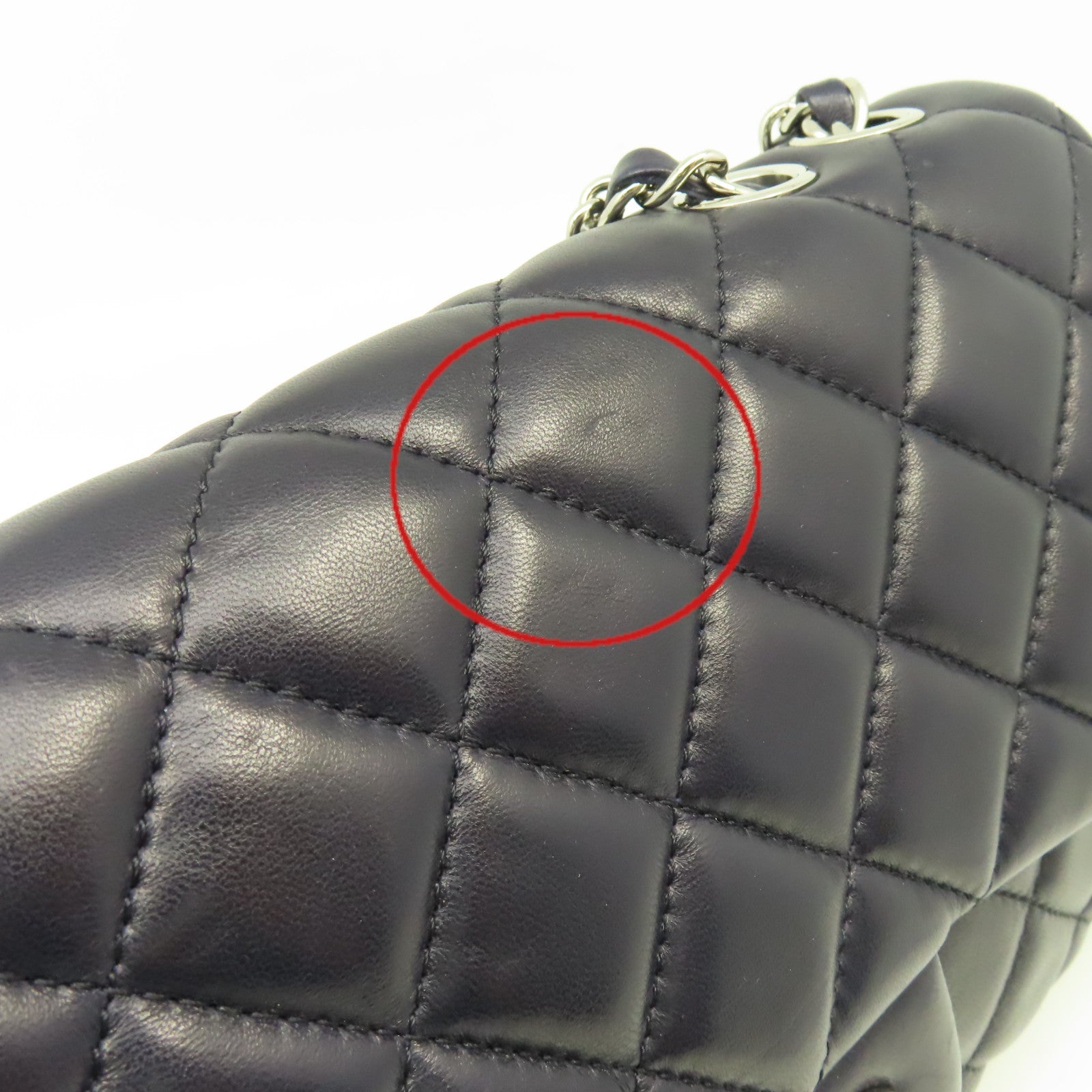 CHANEL 菱格羊皮皮革Chain Shoulder Bag銀扣鏈帶肩背袋寶藍色