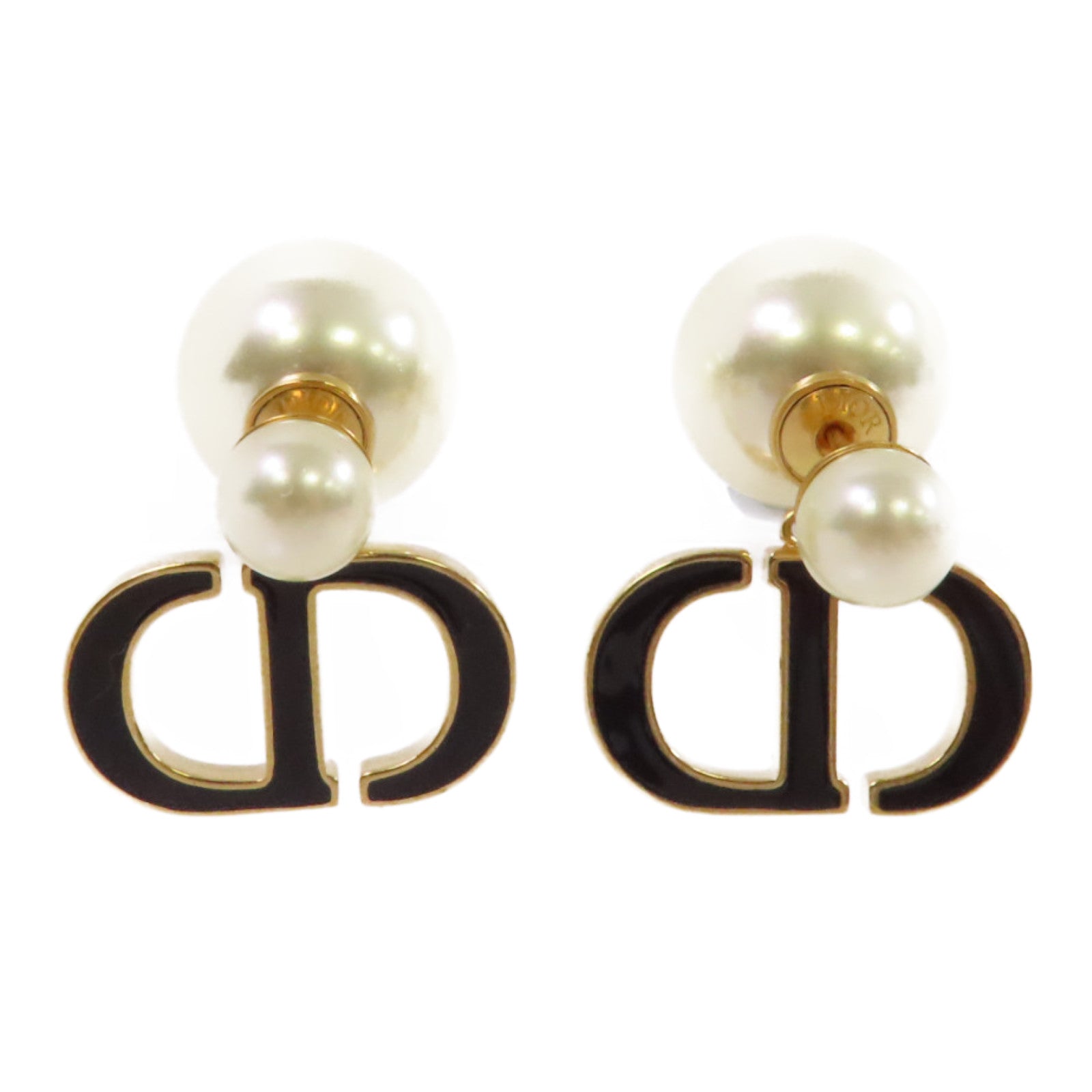 Dior 仿珍珠/金屬CD Earrings耳環珍珠色/黑色