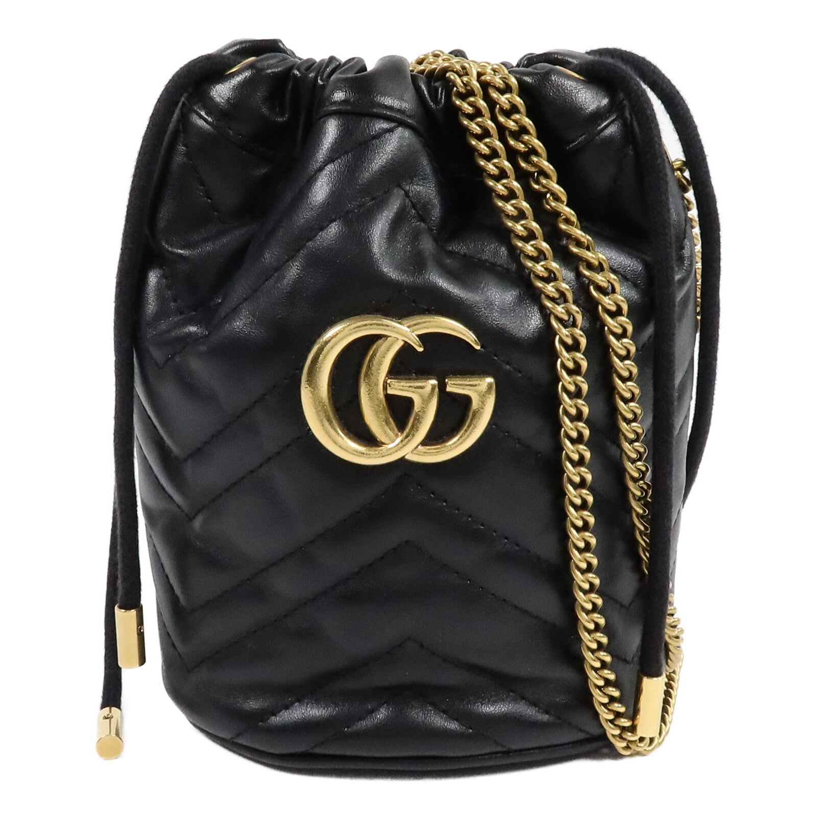 GUCCI 牛皮皮革GG Marmont Mini Bucket Bag鏈帶肩背袋
