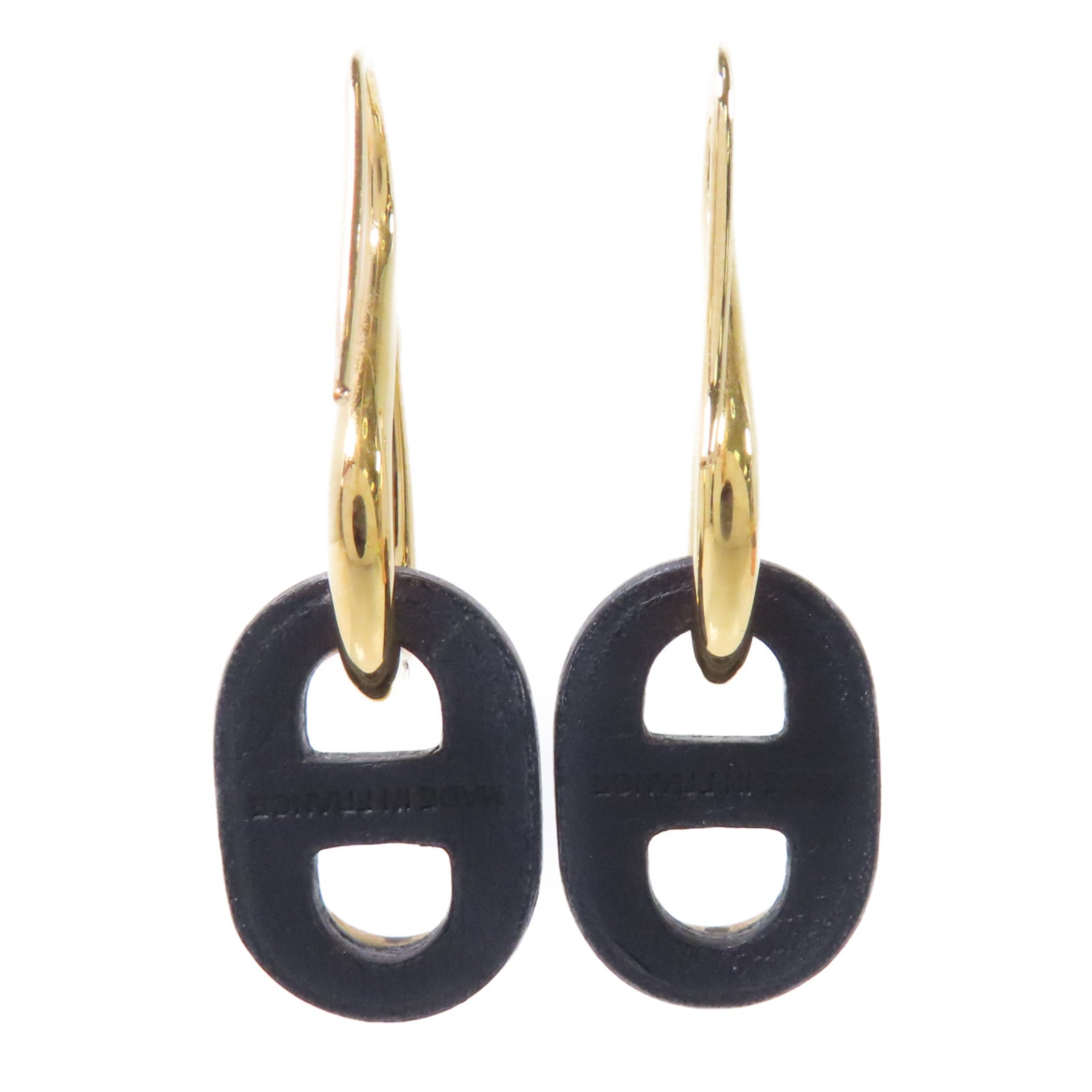 HERMES 金屬O"Maillon Earrings耳環金色/黑色