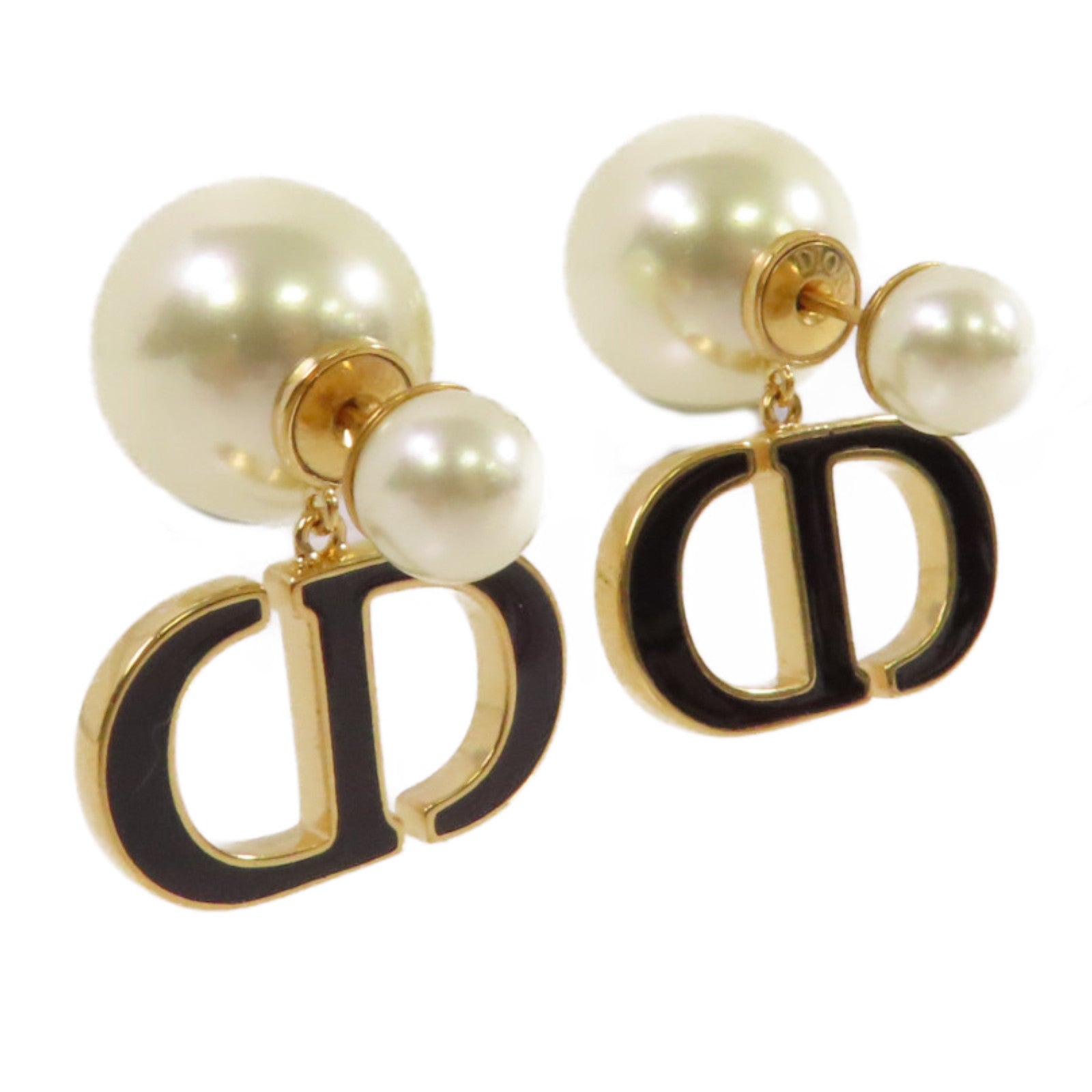 Dior 仿珍珠/金屬CD Earrings耳環珍珠色/黑色