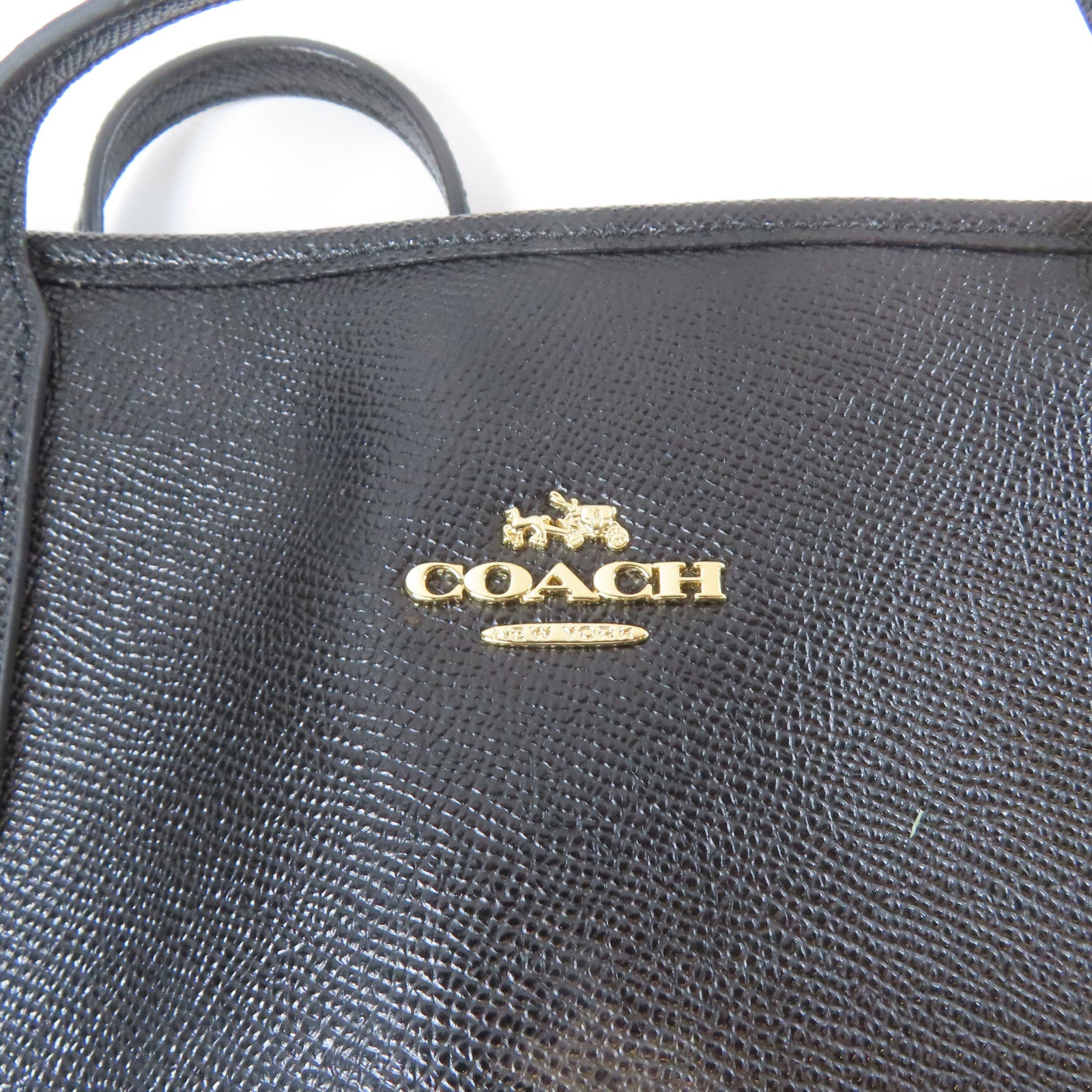 COACH 牛皮皮革Tote Bag金扣手挽袋黑色