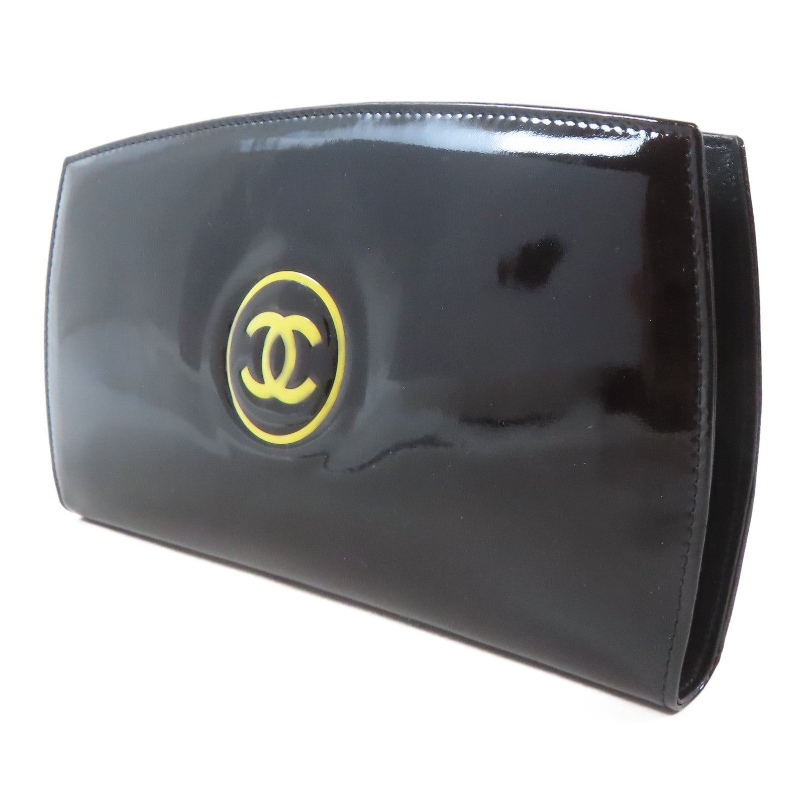 CHANEL 【激減優惠】漆皮皮革Long Wallet銀扣長錢包黑色