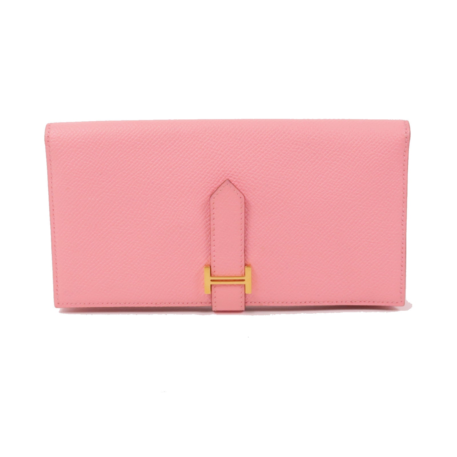 HERMES Epsom皮革Bearn Wallet金扣長錢包Pink