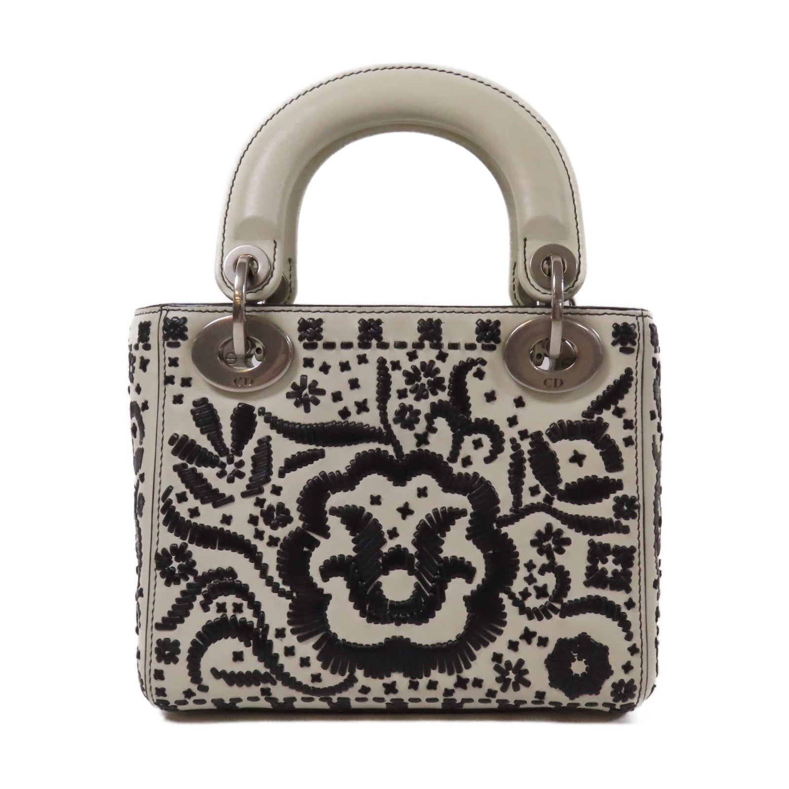 Dior 【激減優惠】皮革2 Way Shoulder銀扣手挽肩背兩用袋白色