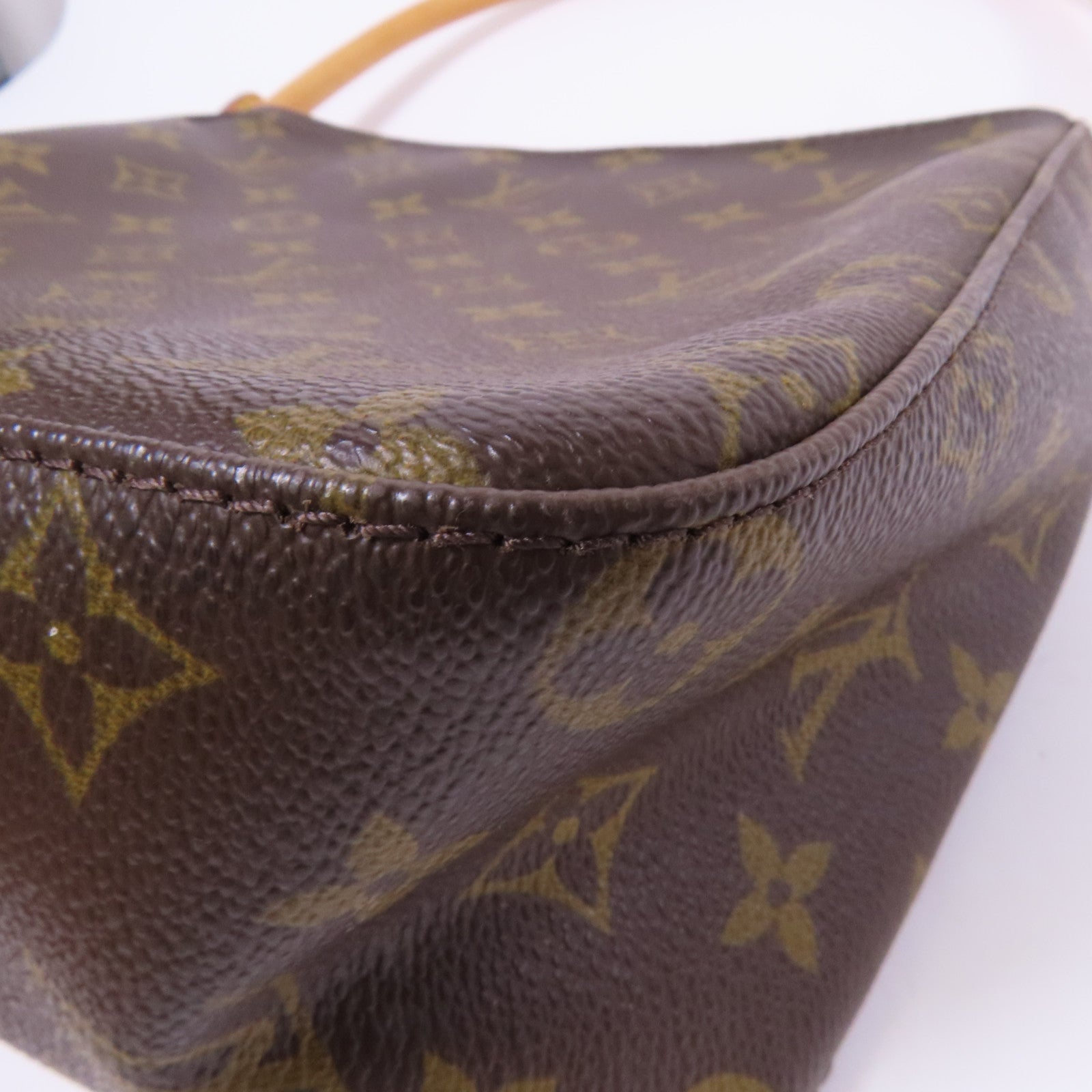 LOUIS VUITTON Monogram Looping MM金扣肩背袋棕色