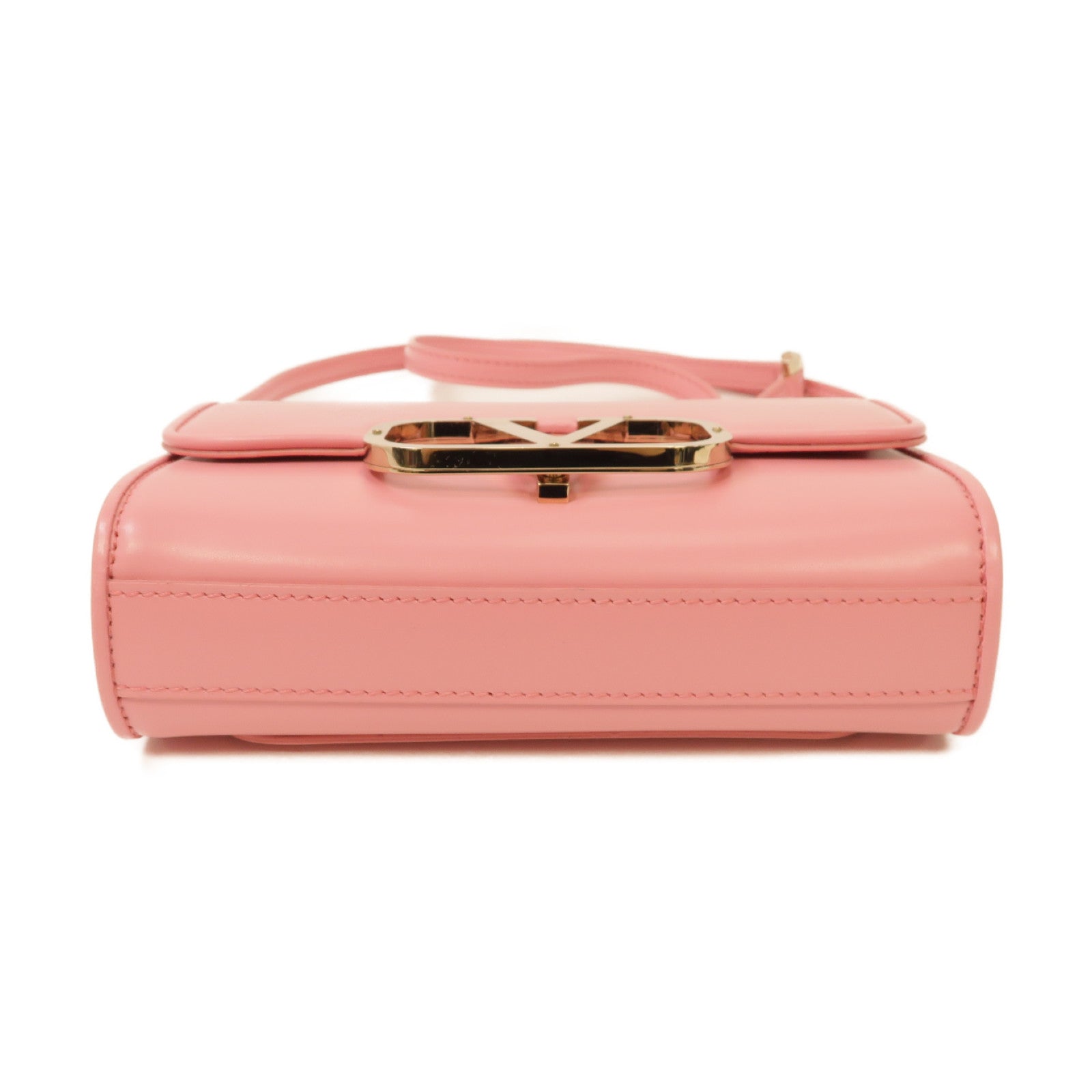 Valentino 【激減優惠】牛皮皮革Vlogo Type金扣肩背袋粉紅色
