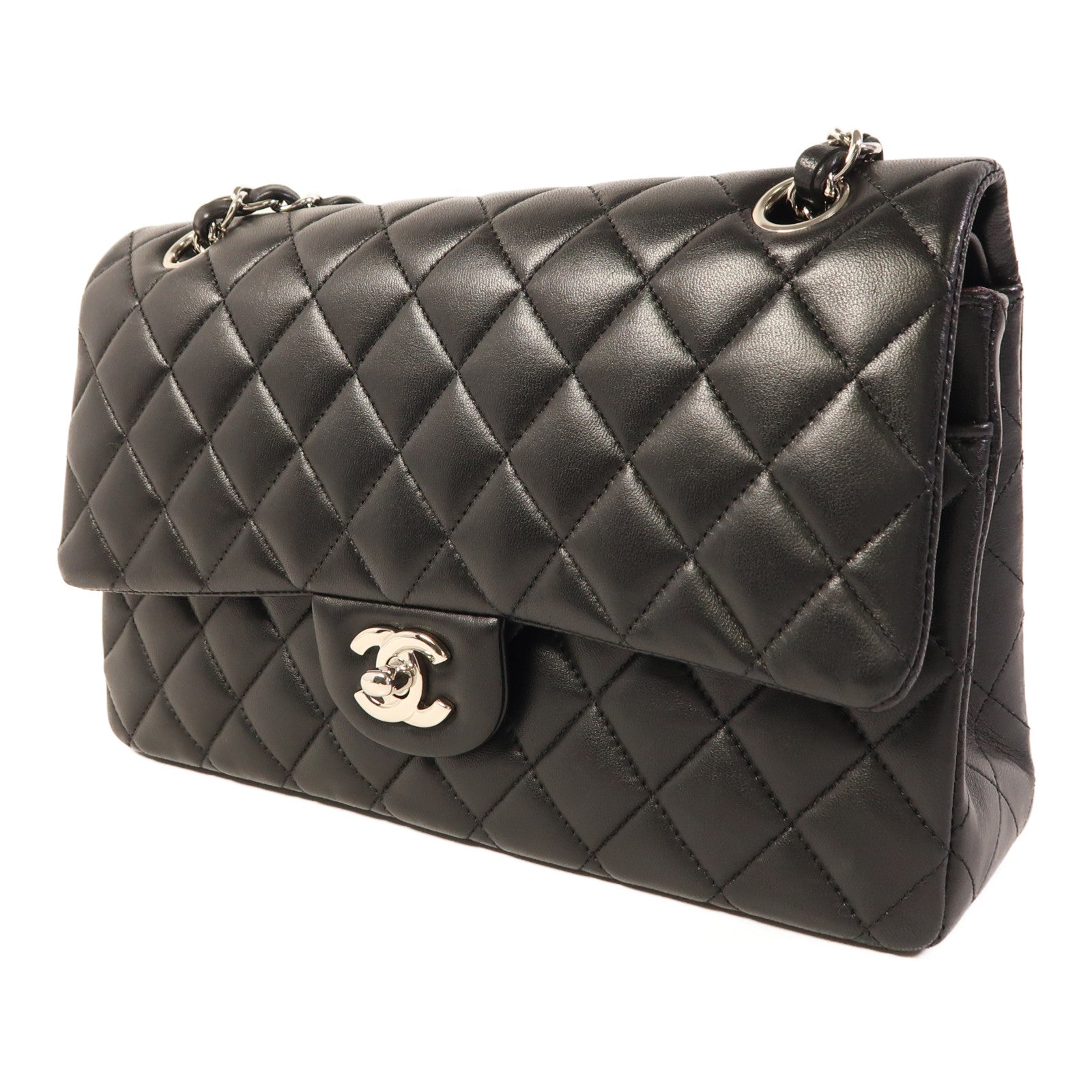 CHANEL 羊皮皮革Classic 25銀扣鏈帶肩背袋