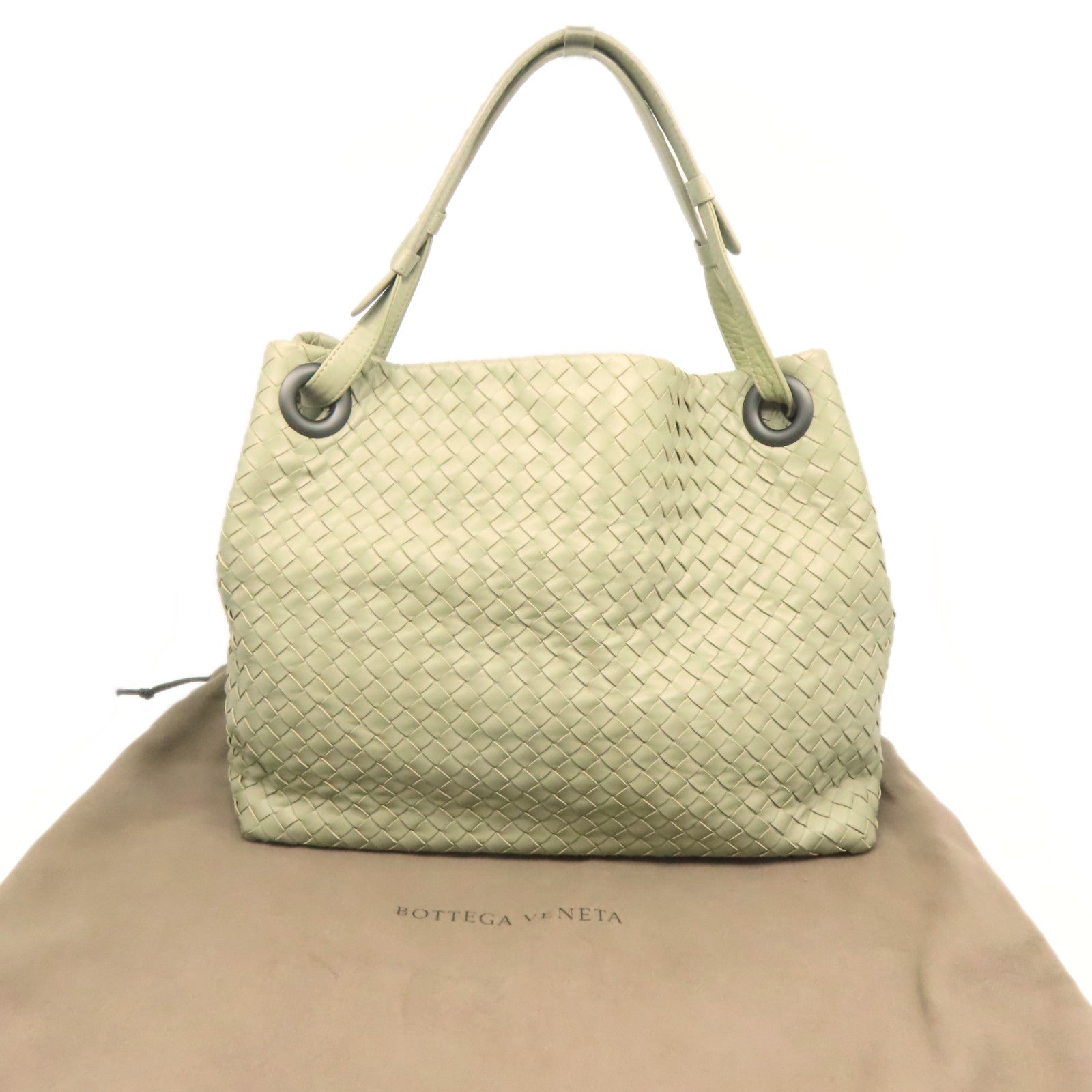 BOTTEGA VENETA 【激減優惠】織紋皮革Shoulder Bag肩背袋灰綠色