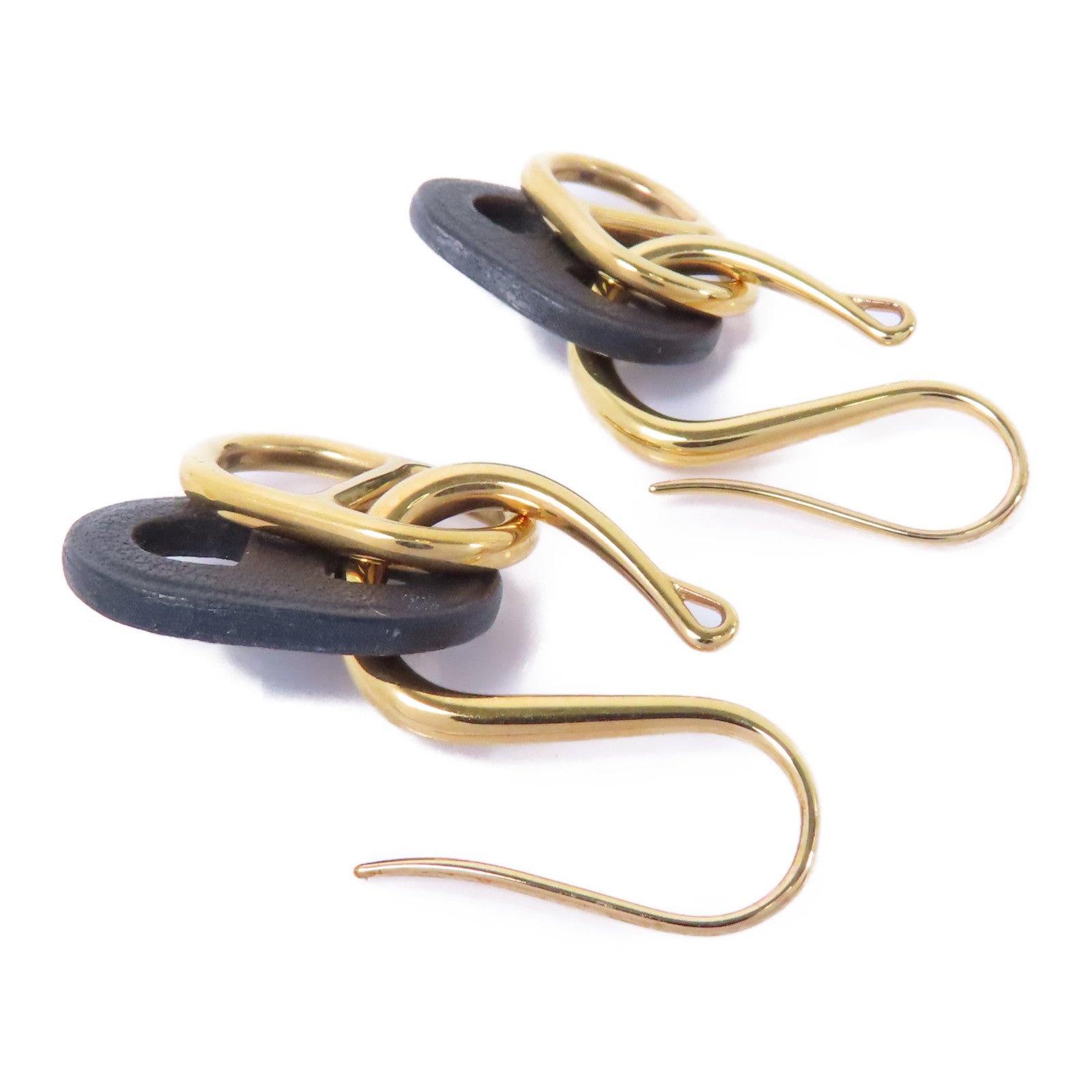 HERMES 金屬O"Maillon Earrings耳環金色/黑色