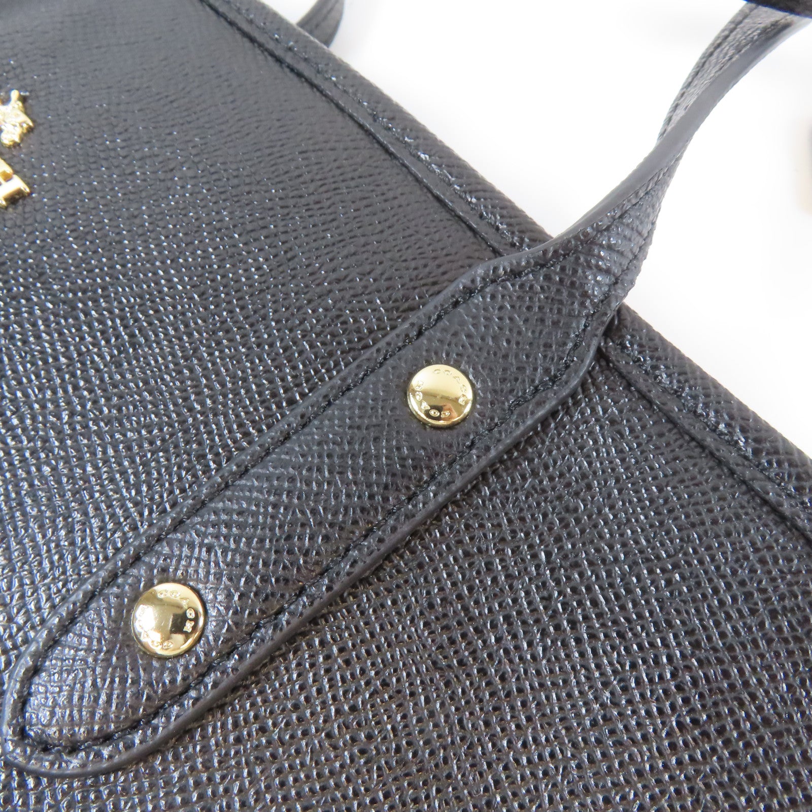 COACH 牛皮皮革Tote Bag金扣手挽袋黑色