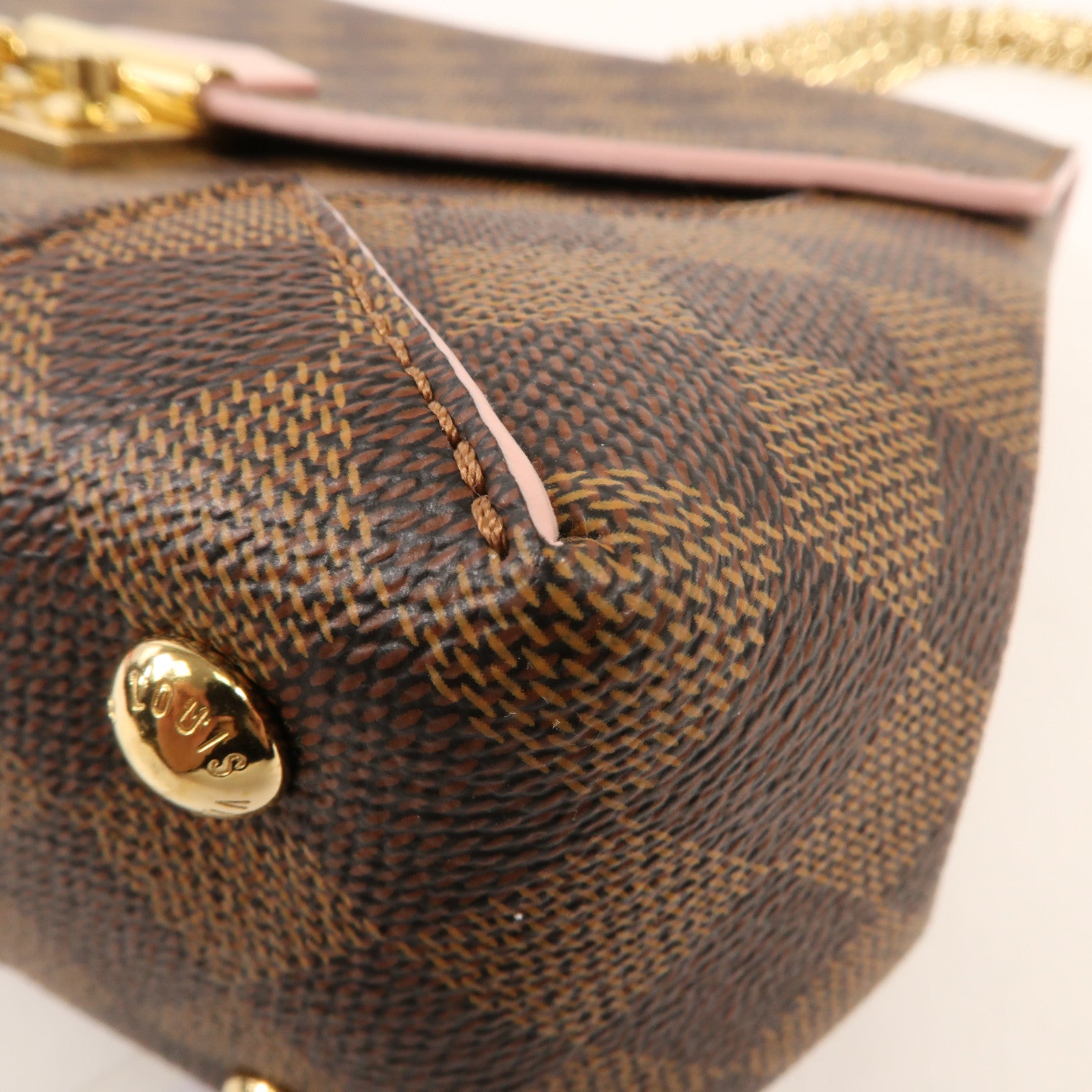 LOUIS VUITTON Damier Caissa金扣鏈帶肩背袋