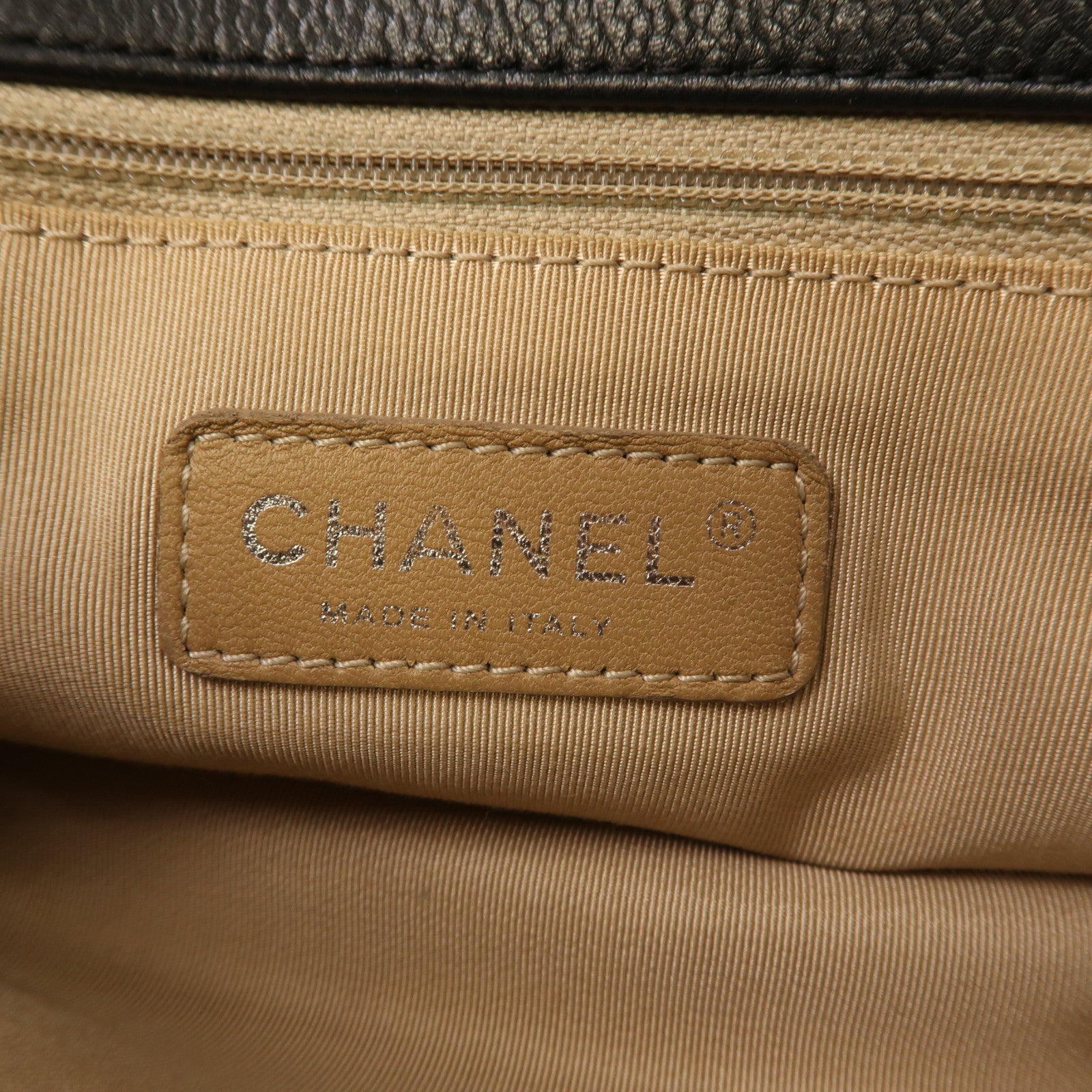 CHANEL 菱格牛皮皮革Shoulder Tote銀扣鏈帶肩背袋黑色
