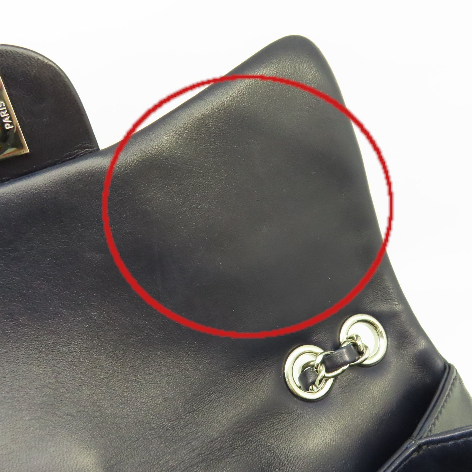 CHANEL 菱格羊皮皮革Chain Shoulder Bag銀扣鏈帶肩背袋寶藍色