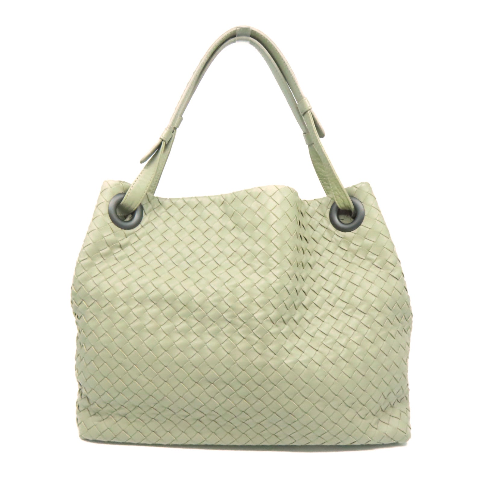 BOTTEGA VENETA 【激減優惠】織紋皮革Shoulder Bag肩背袋灰綠色