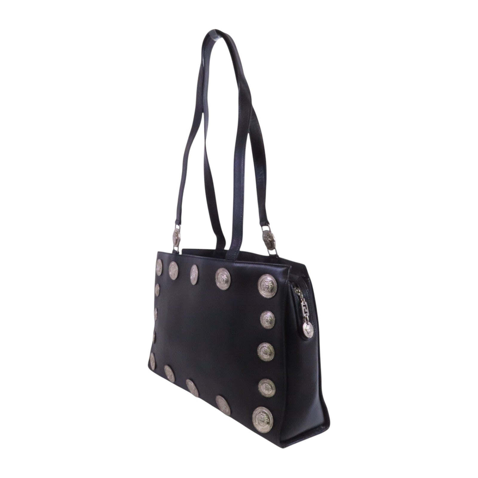 VERSACE 牛皮皮革Shoulder Bag銀扣肩背袋