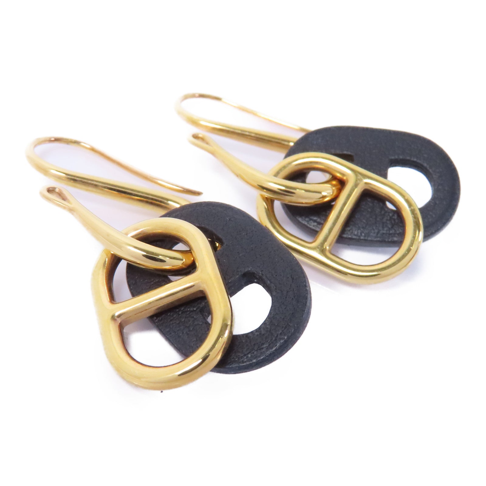 HERMES 金屬O"Maillon Earrings耳環金色/黑色