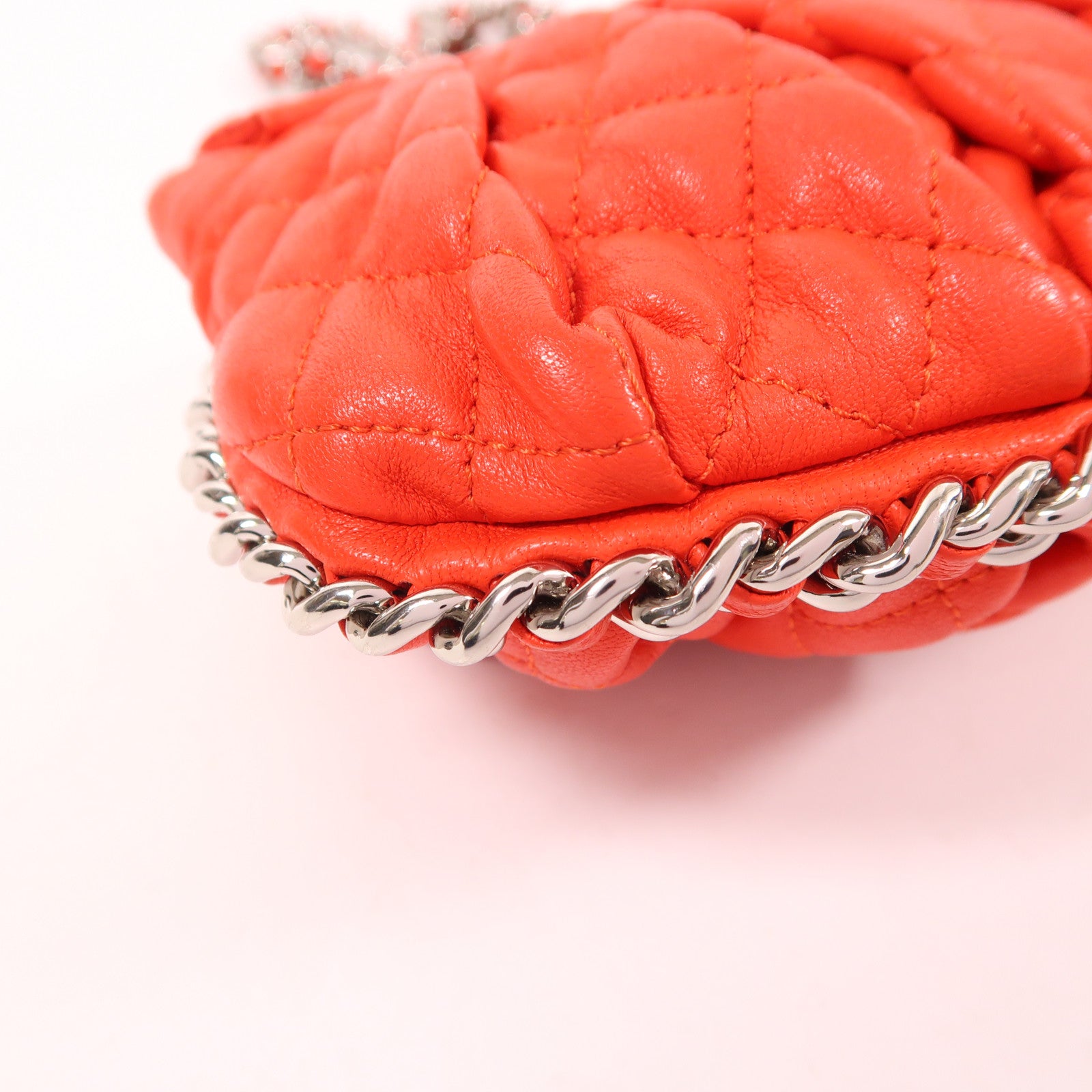 CHANEL 牛皮皮革Chain Shoulder銀扣鏈帶肩背袋