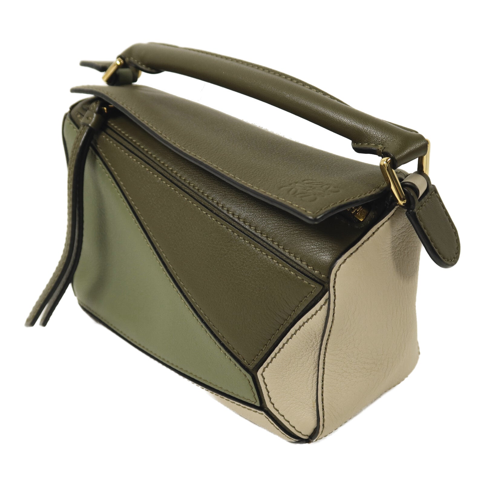 LOEWE 牛皮皮革Mini Puzzle金扣手挽肩背兩用袋