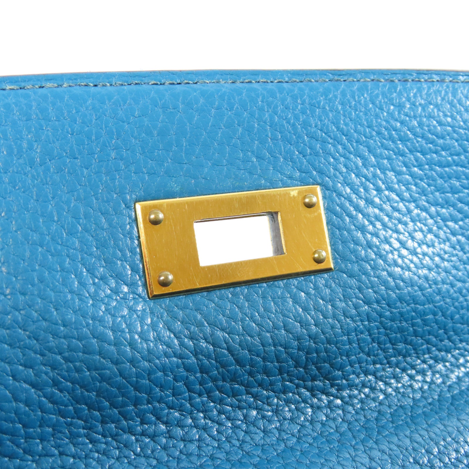 HERMES Togo皮革Kelly 28金扣手挽肩背兩用袋藍色