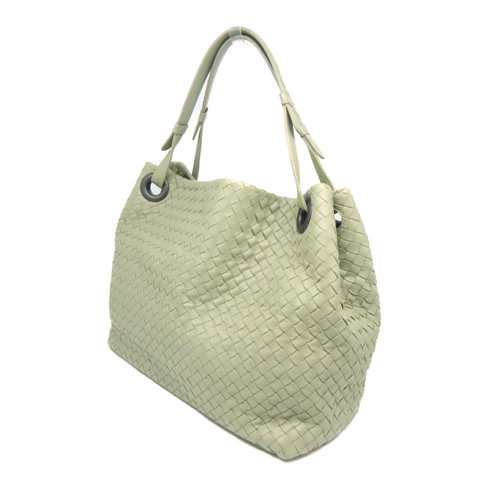 BOTTEGA VENETA 【激減優惠】織紋皮革Shoulder Bag肩背袋灰綠色