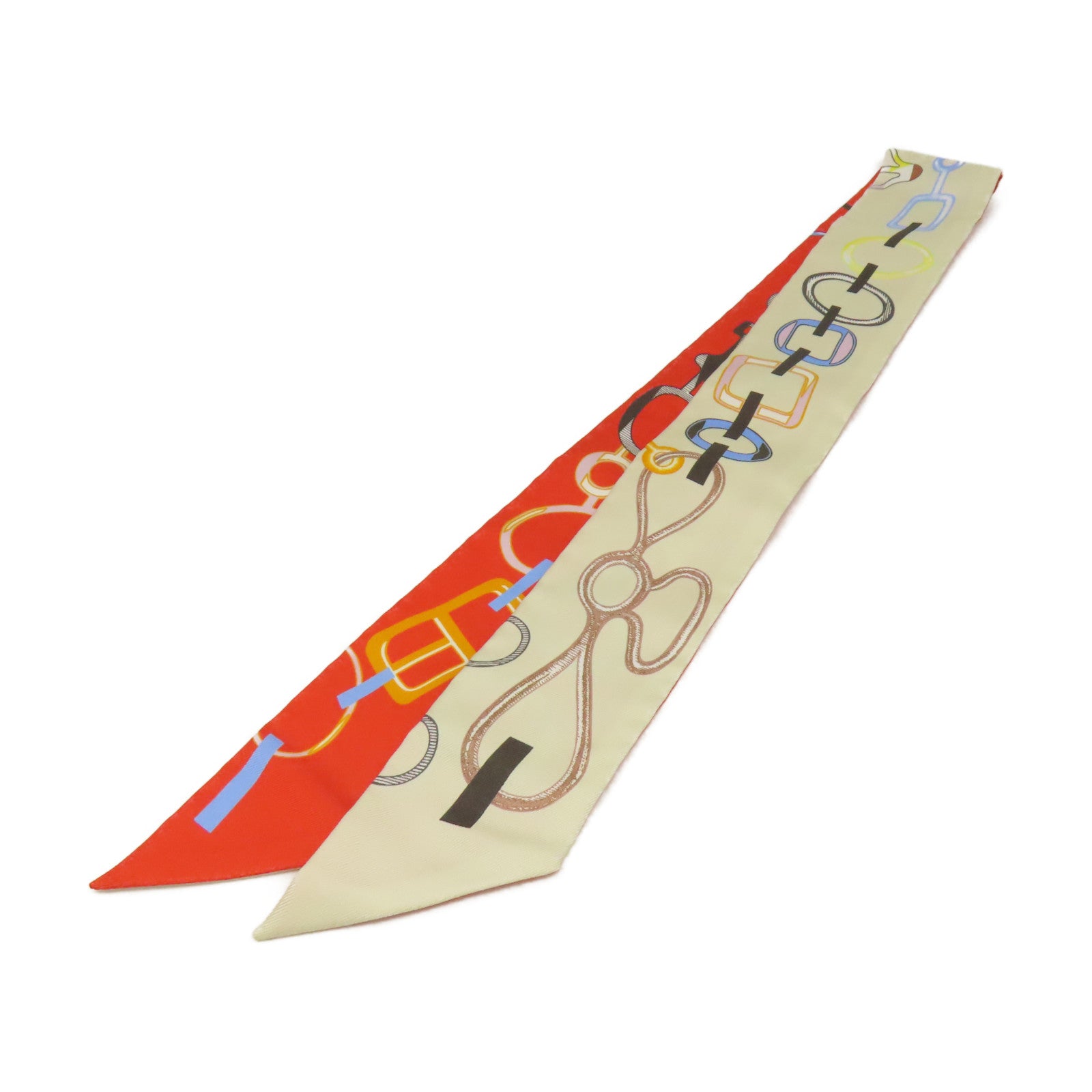 HERMES 【激減優惠】絲質Twilly Scarf絲巾橙色/杏色/彩色