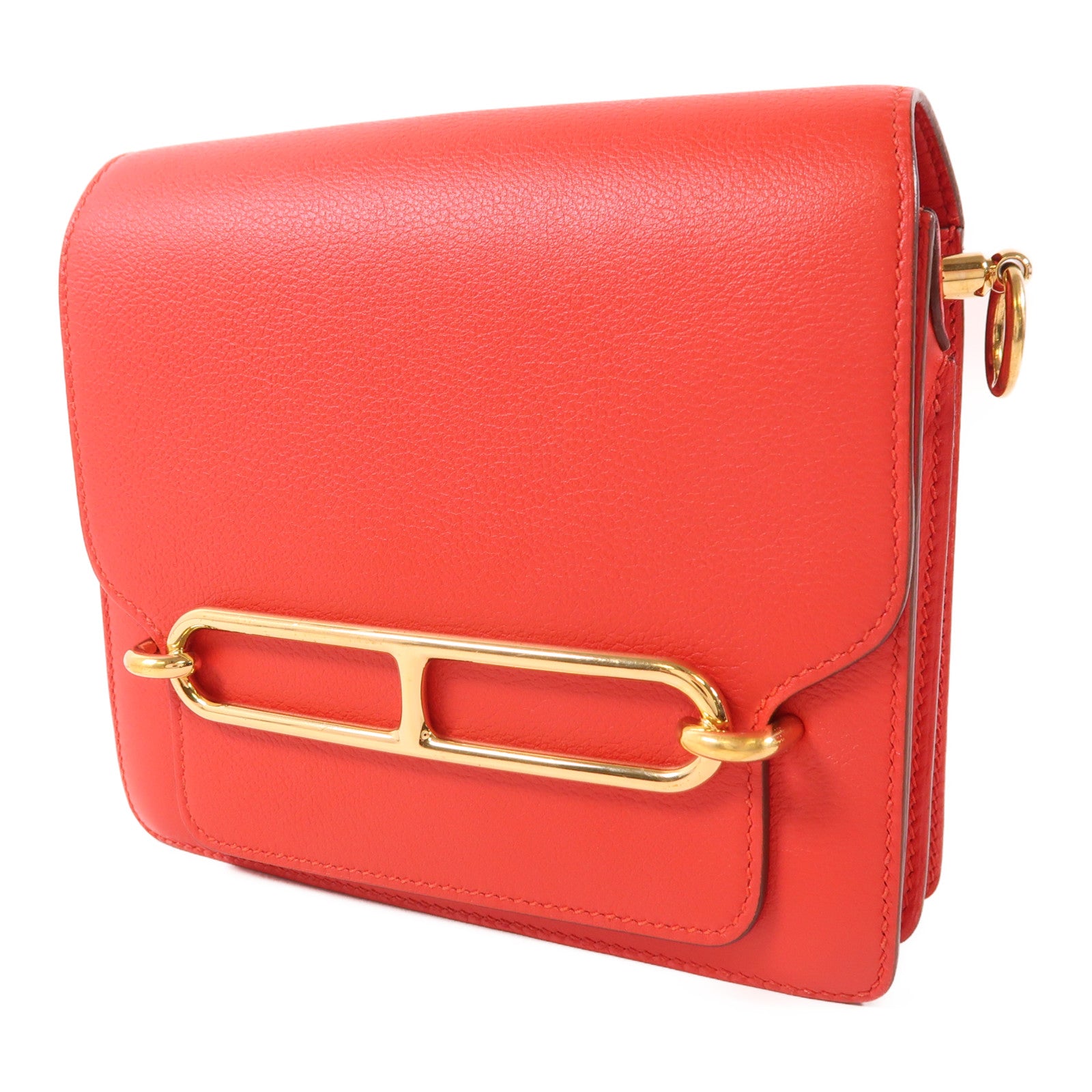 HERMES Evercolor皮革Mini Roulis金扣肩背袋S3 Rouge De Coeur