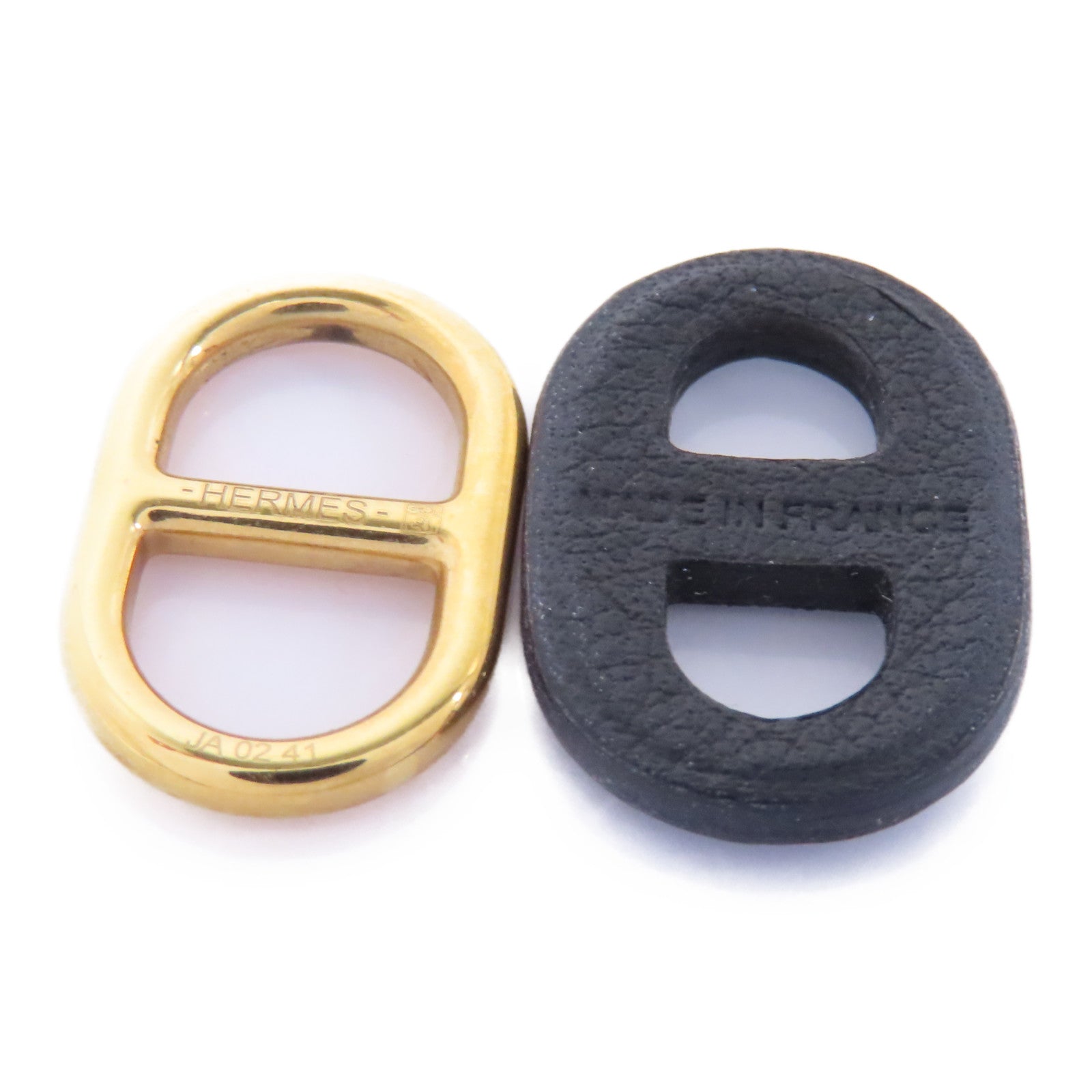 HERMES 金屬O"Maillon Earrings耳環金色/黑色
