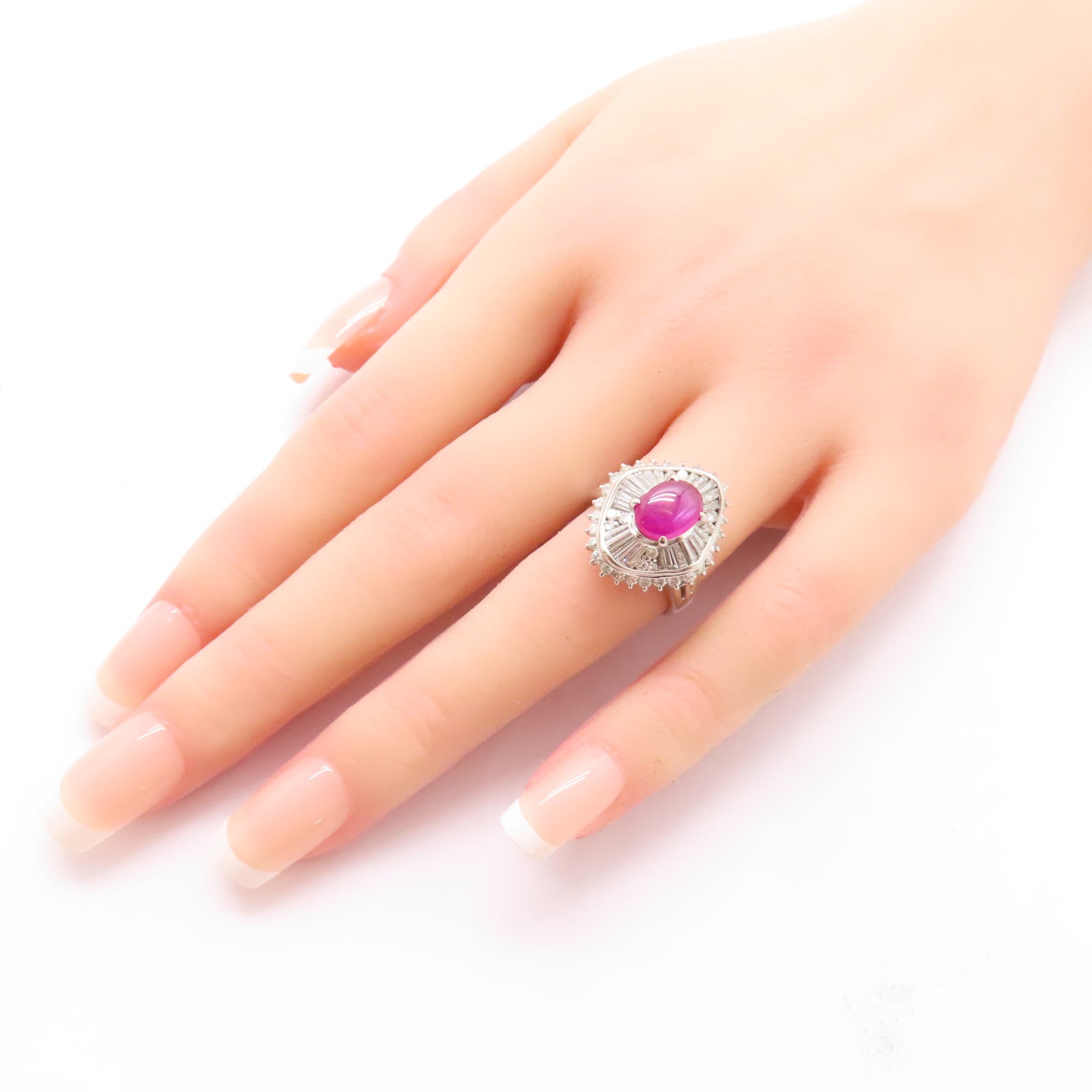 JEWELRY PT900鉑金Star Ruby/Diamond Ring 2.08ct星光紅寶石/1.42ct鑽石戒指US#6