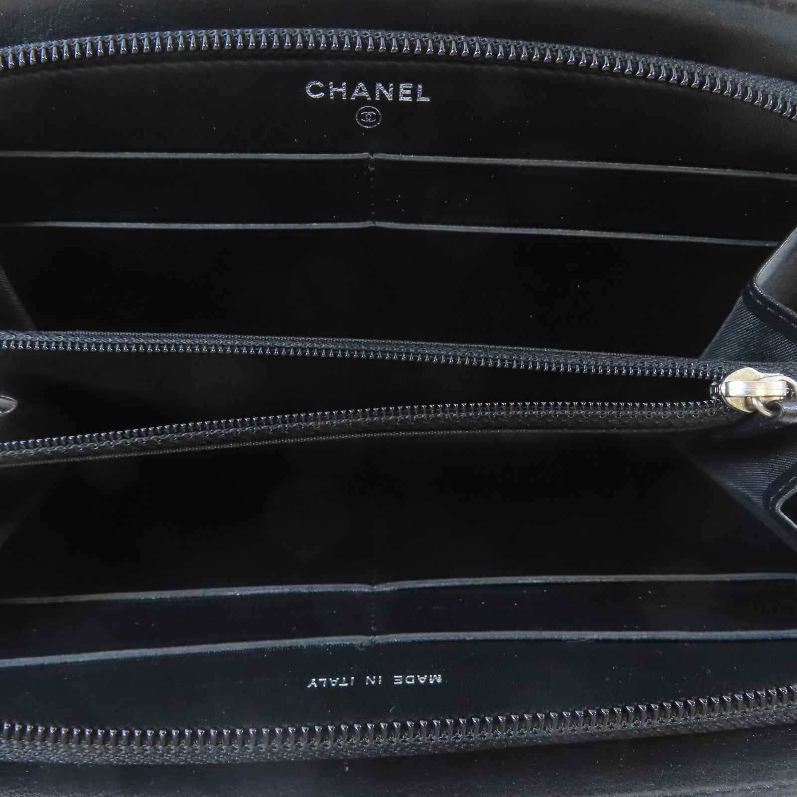 CHANEL 【激減優惠】漆皮皮革Long Wallet銀扣長錢包黑色