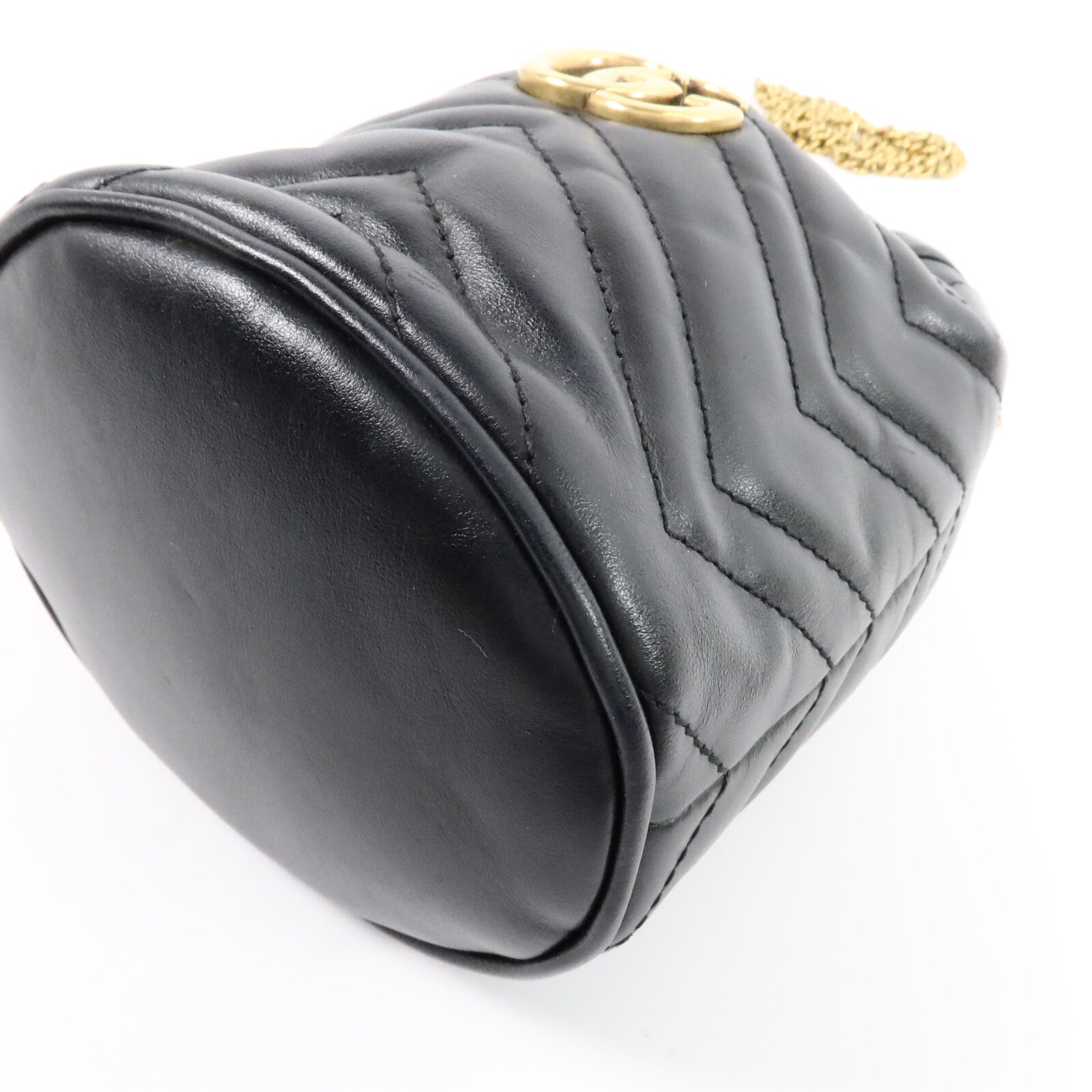 GUCCI 牛皮皮革GG Marmont Mini Bucket Bag鏈帶肩背袋