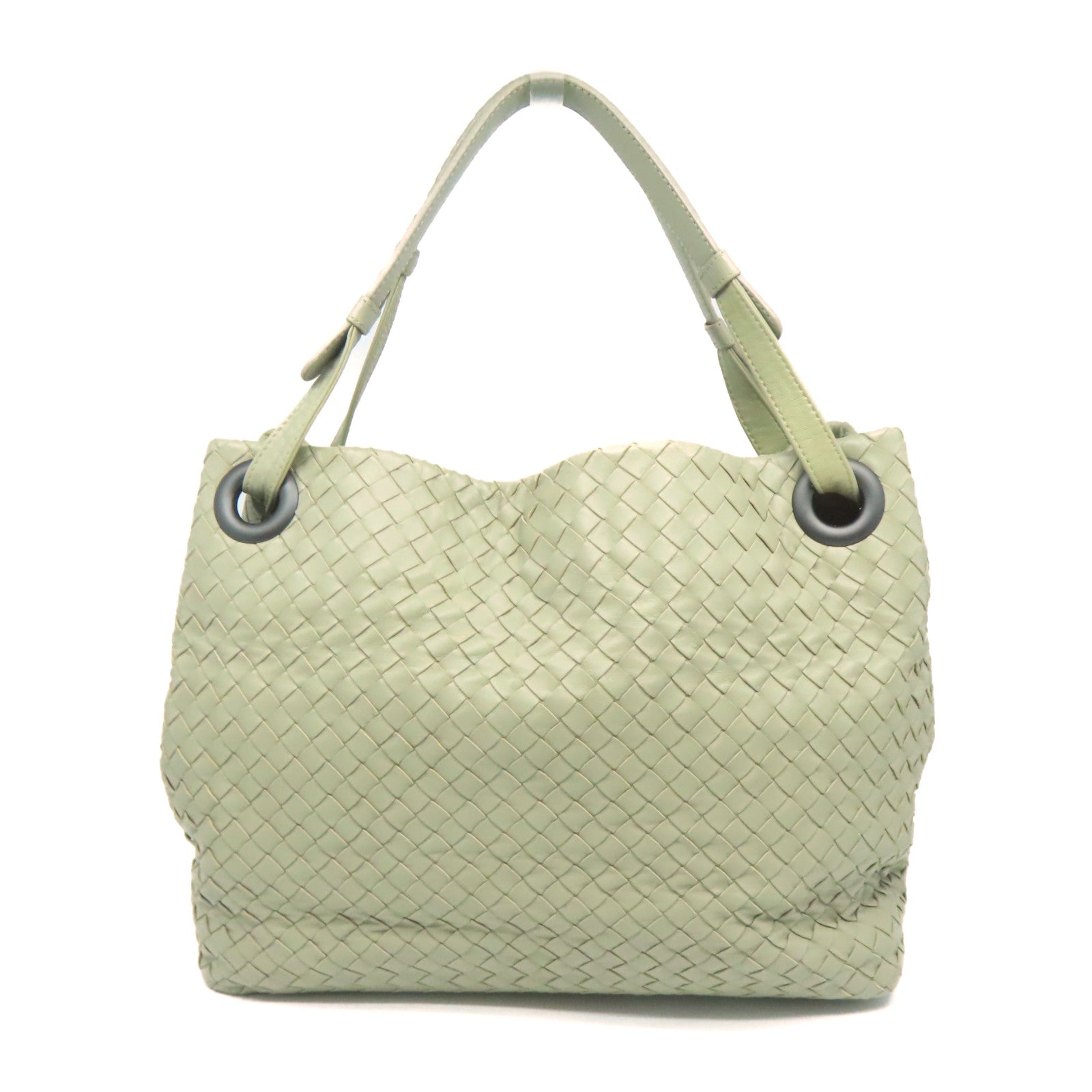 BOTTEGA VENETA 【激減優惠】織紋皮革Shoulder Bag肩背袋灰綠色