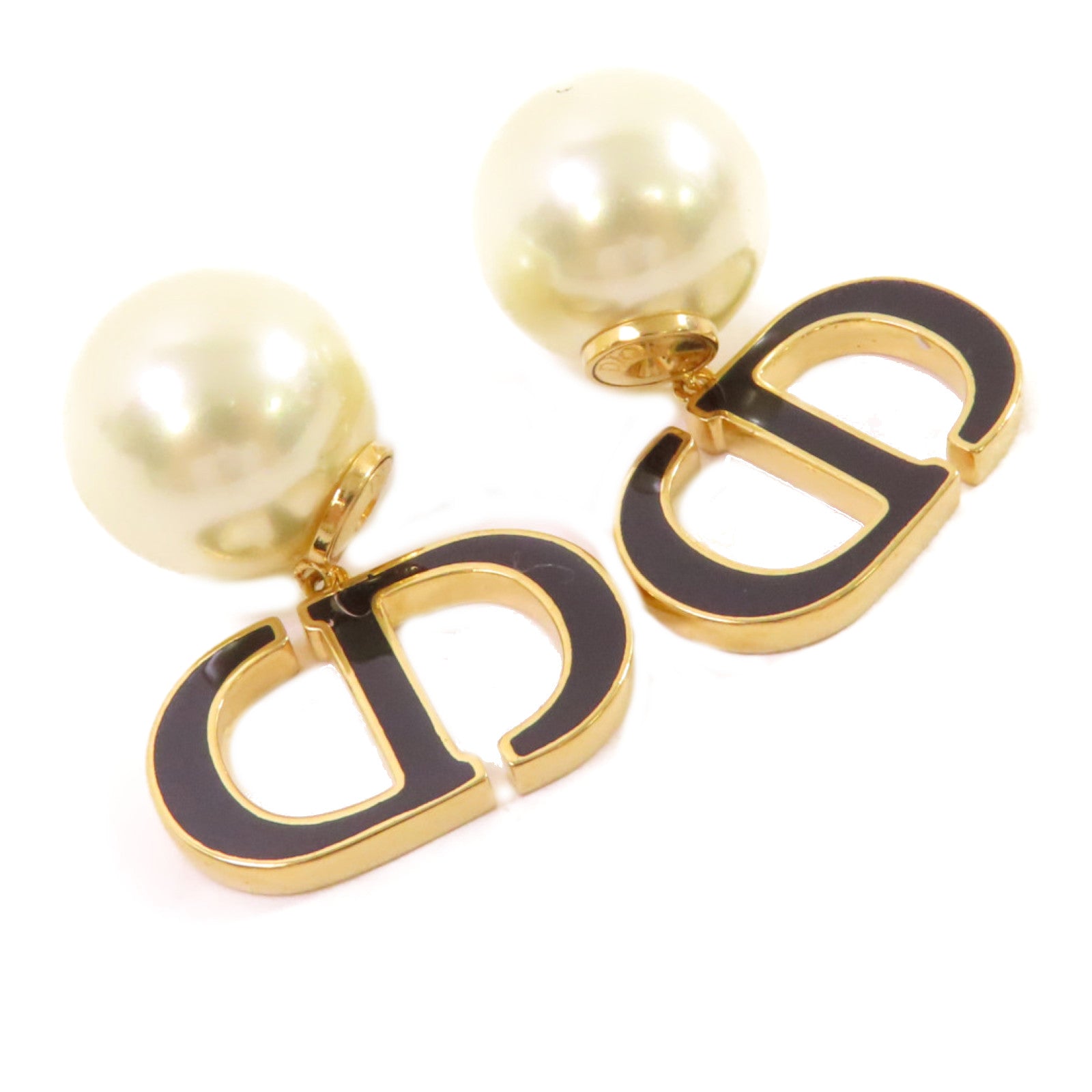 Dior 仿珍珠/金屬CD Earrings耳環珍珠色/黑色