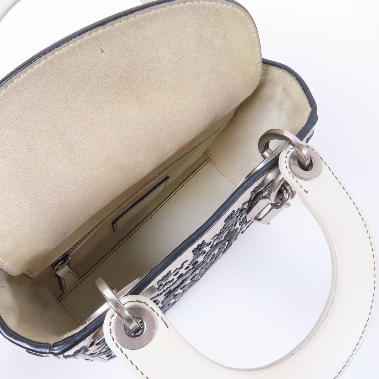 Dior 【激減優惠】皮革2 Way Shoulder銀扣手挽肩背兩用袋白色