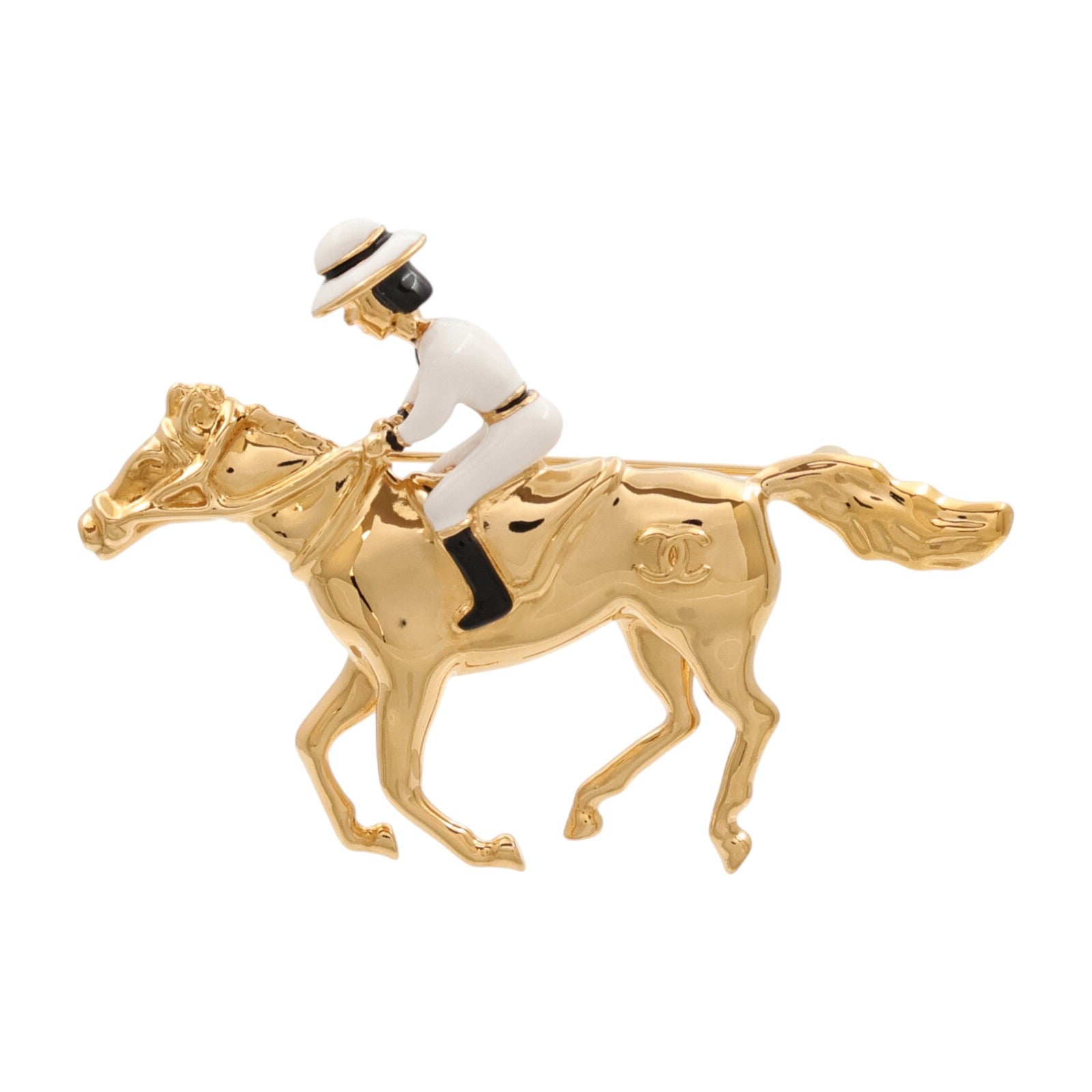 CHANEL 金屬Coco Mark Horse & Jockey Brooch胸針
