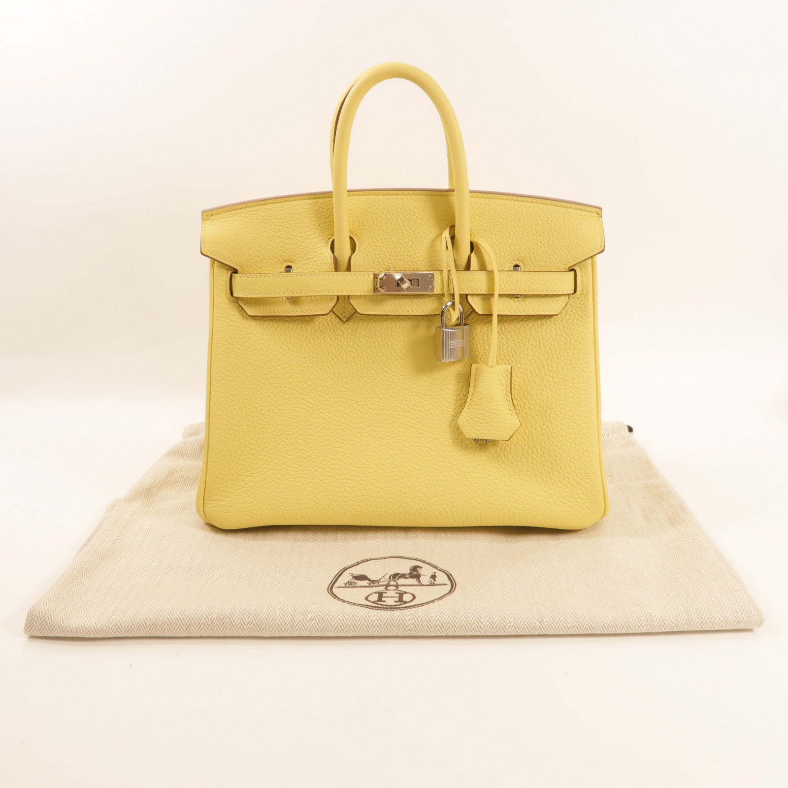 HERMES Togo皮革Birkin 25銀扣手挽袋Jaune Poussin