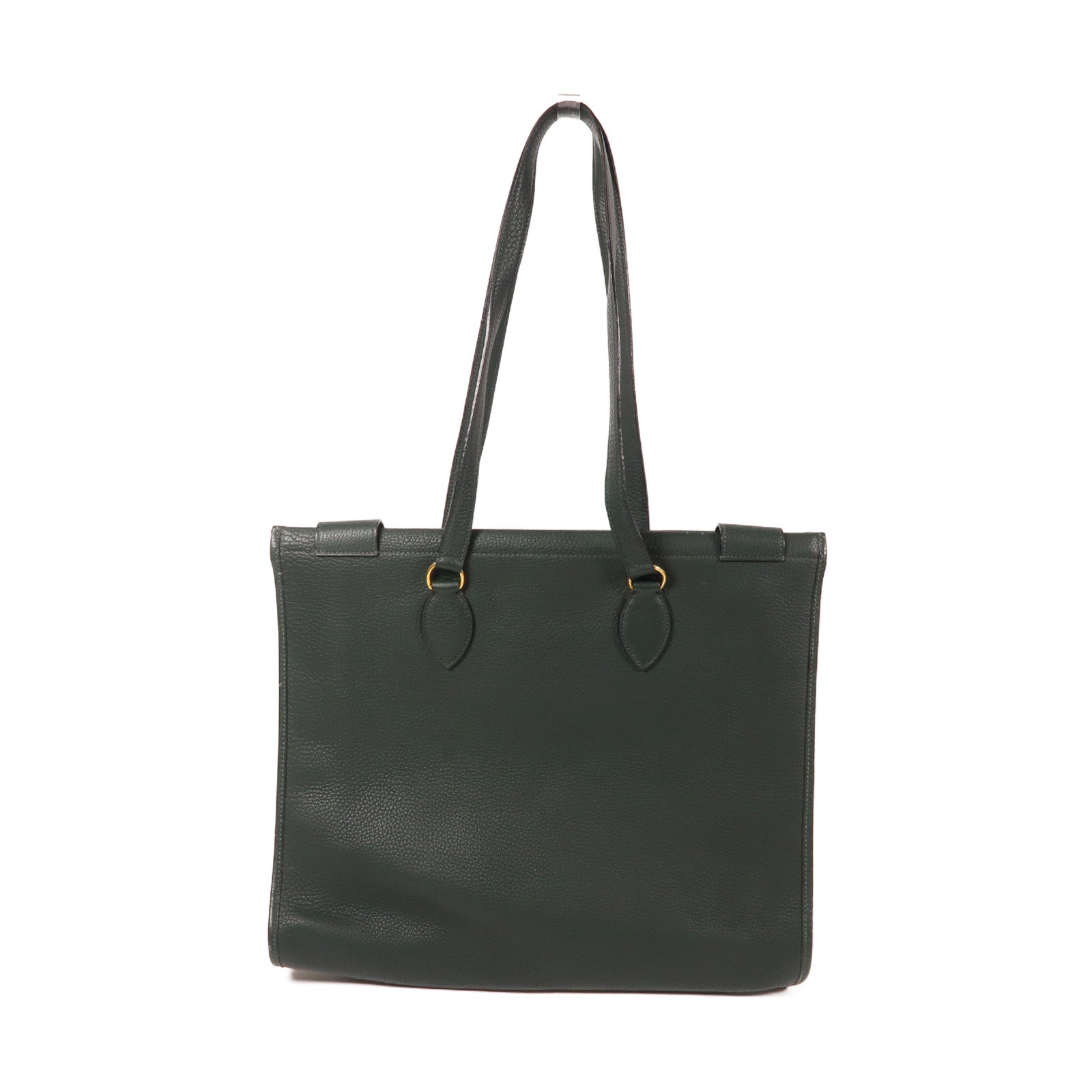 HERMES Clemence皮革Cabas金扣肩背袋綠色