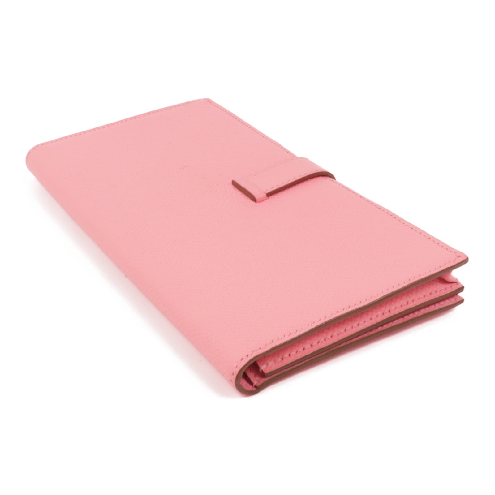 HERMES Epsom皮革Bearn Wallet金扣長錢包Pink
