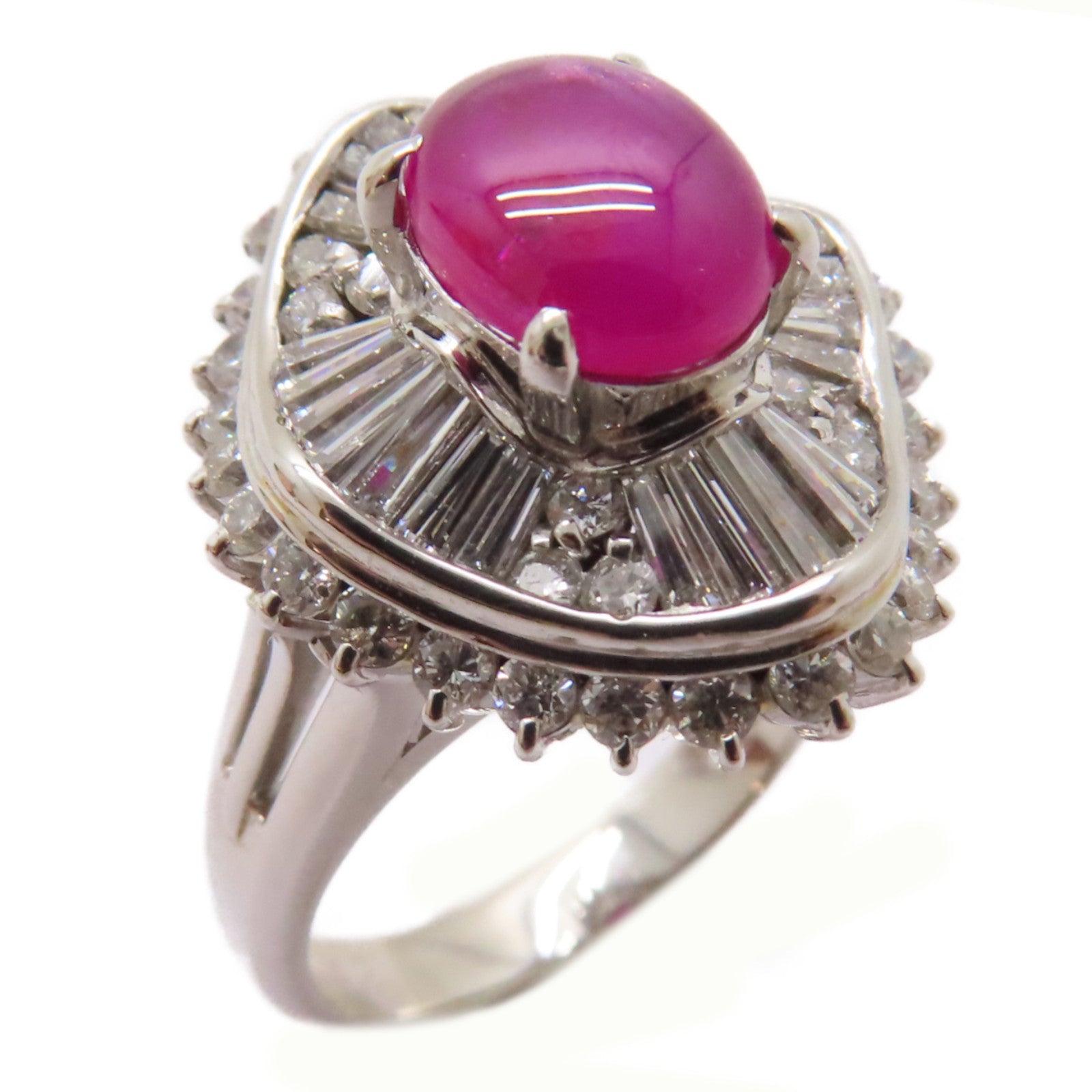 JEWELRY PT900鉑金Star Ruby/Diamond Ring 2.08ct星光紅寶石/1.42ct鑽石戒指US#6