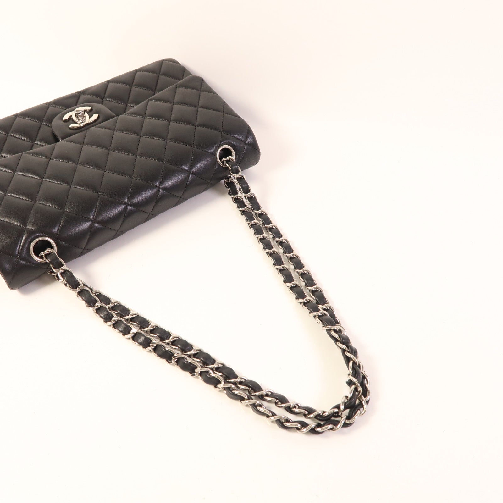 CHANEL 羊皮皮革Classic 25銀扣鏈帶肩背袋