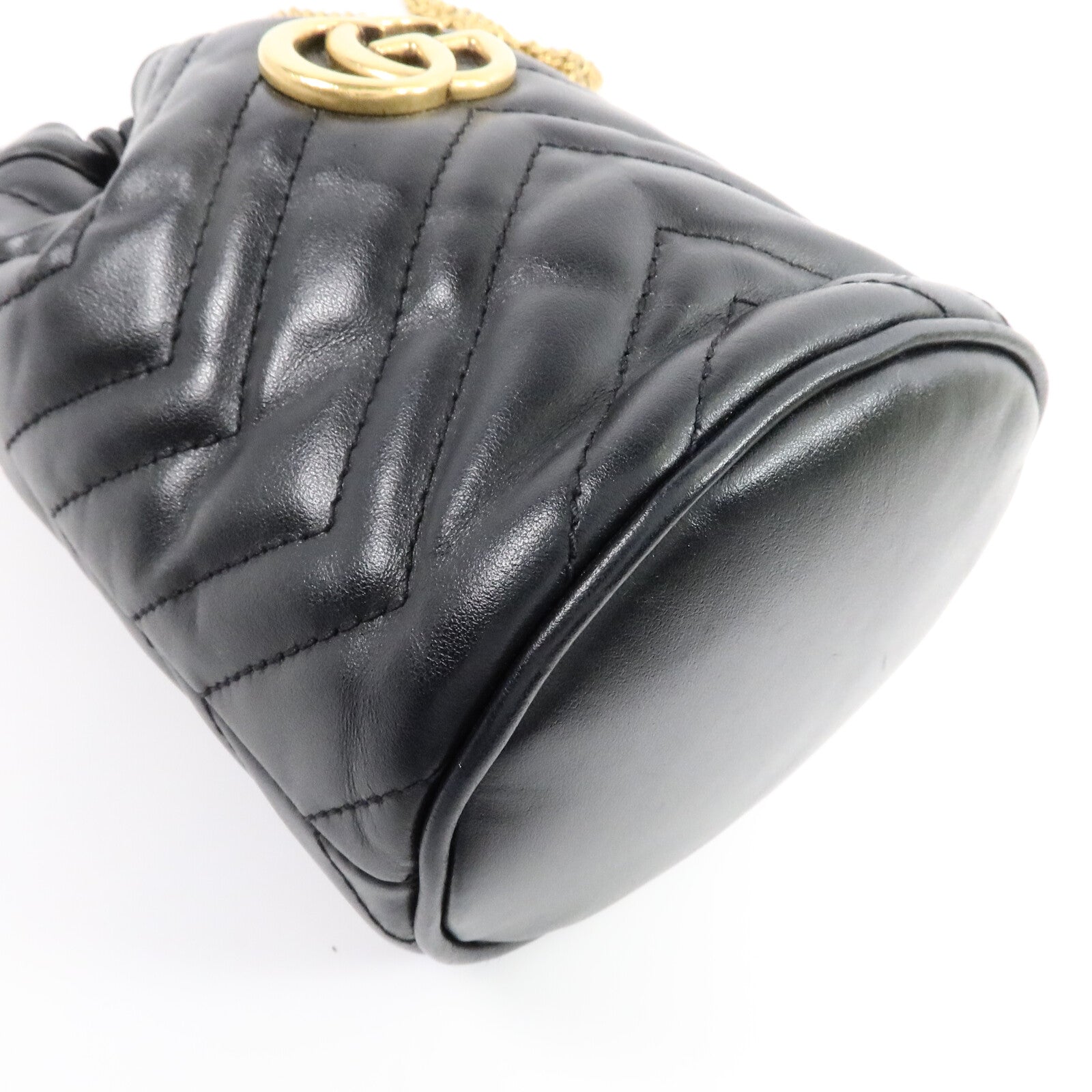 GUCCI 牛皮皮革GG Marmont Mini Bucket Bag鏈帶肩背袋